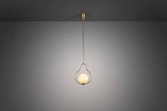 Mid-Century Brass and Glass Pendant Lamp, Europe 20th Century