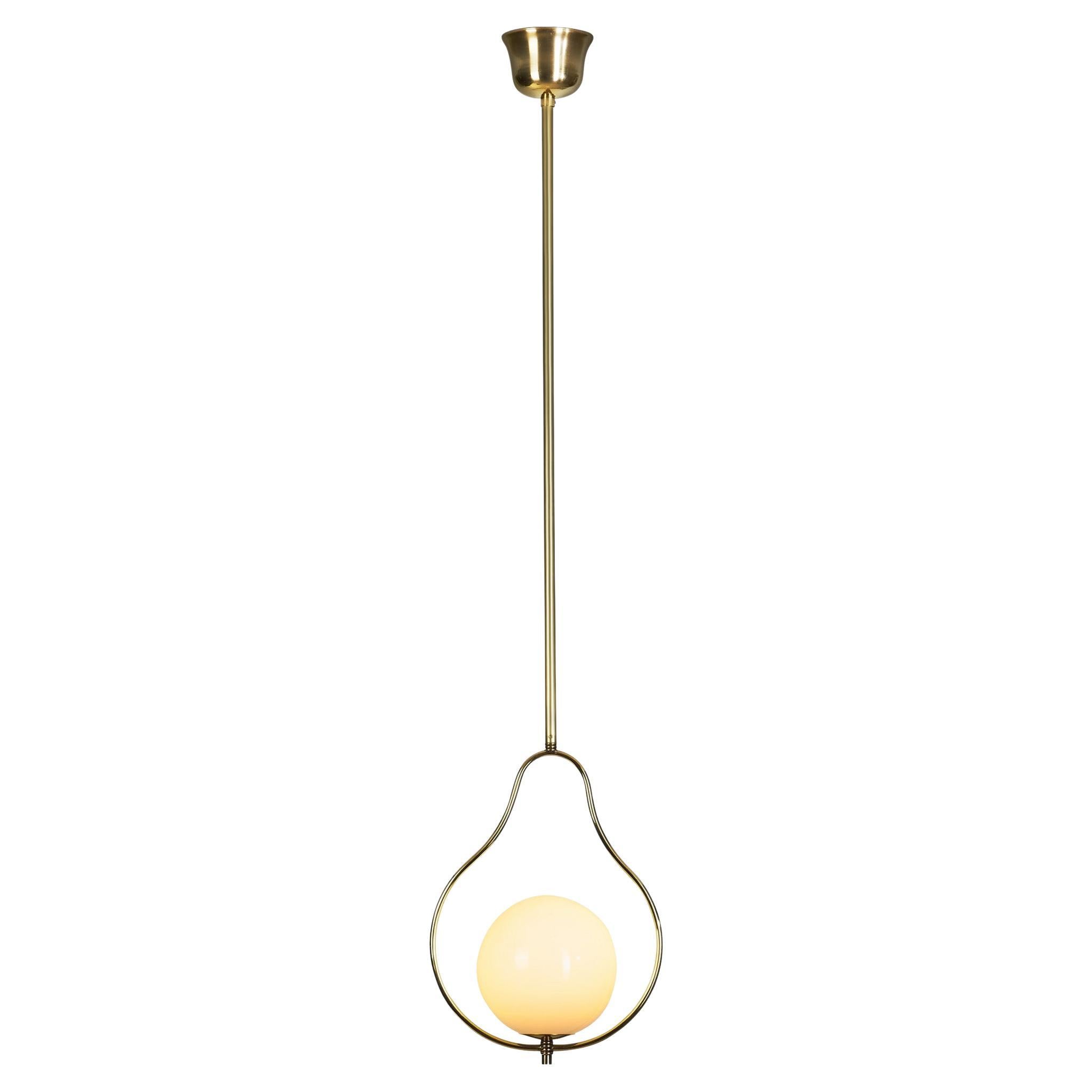 Mid-Century Brass and Glass Pendant Lamp, Europe 20th Century