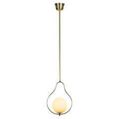 Mid-Century Brass and Glass Pendant Lamp, Europe 20th Century