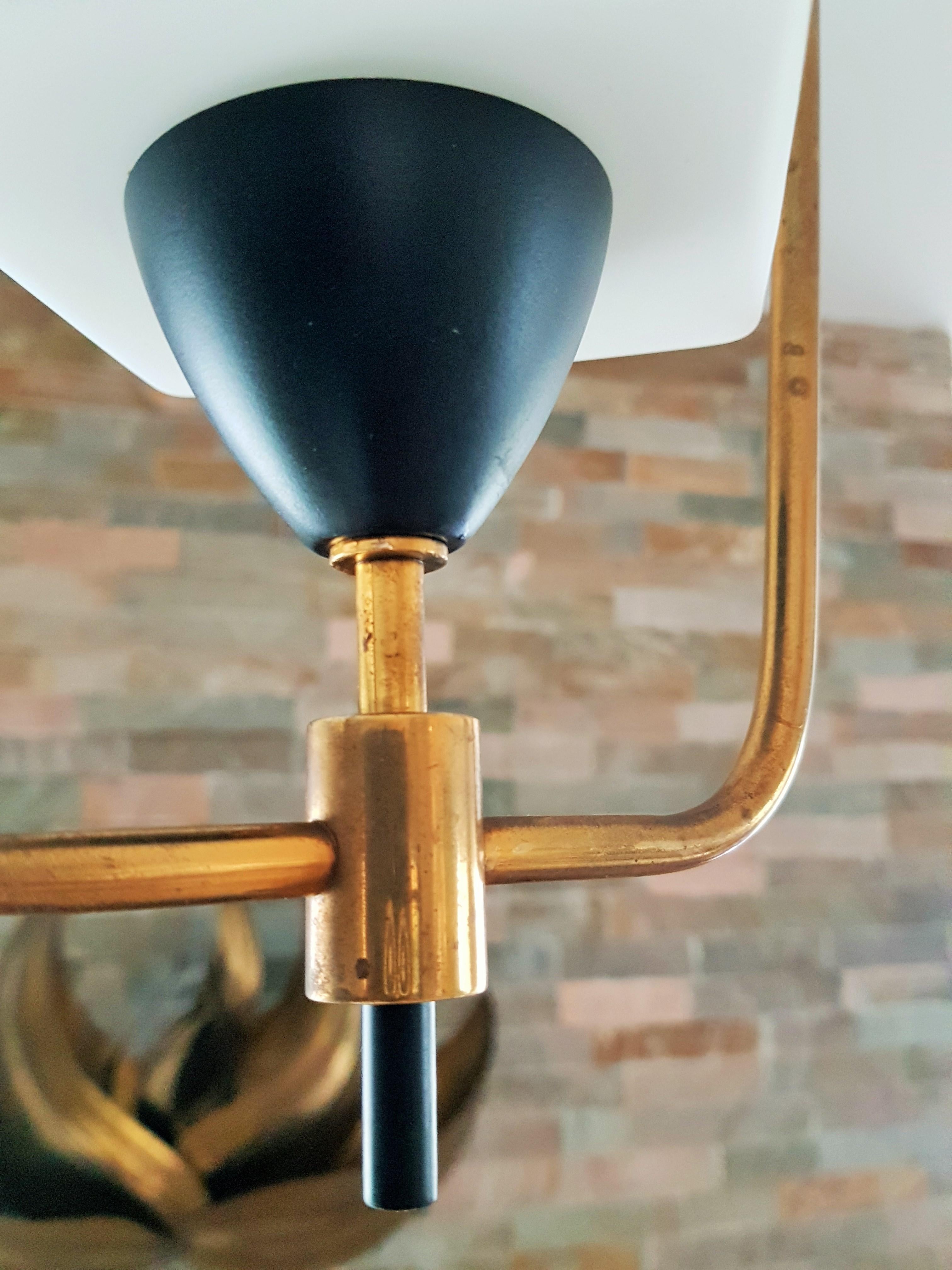 Midcentury Brass and Glass Pendant Lantern by Arlus Lunel, France, 1950 For Sale 12