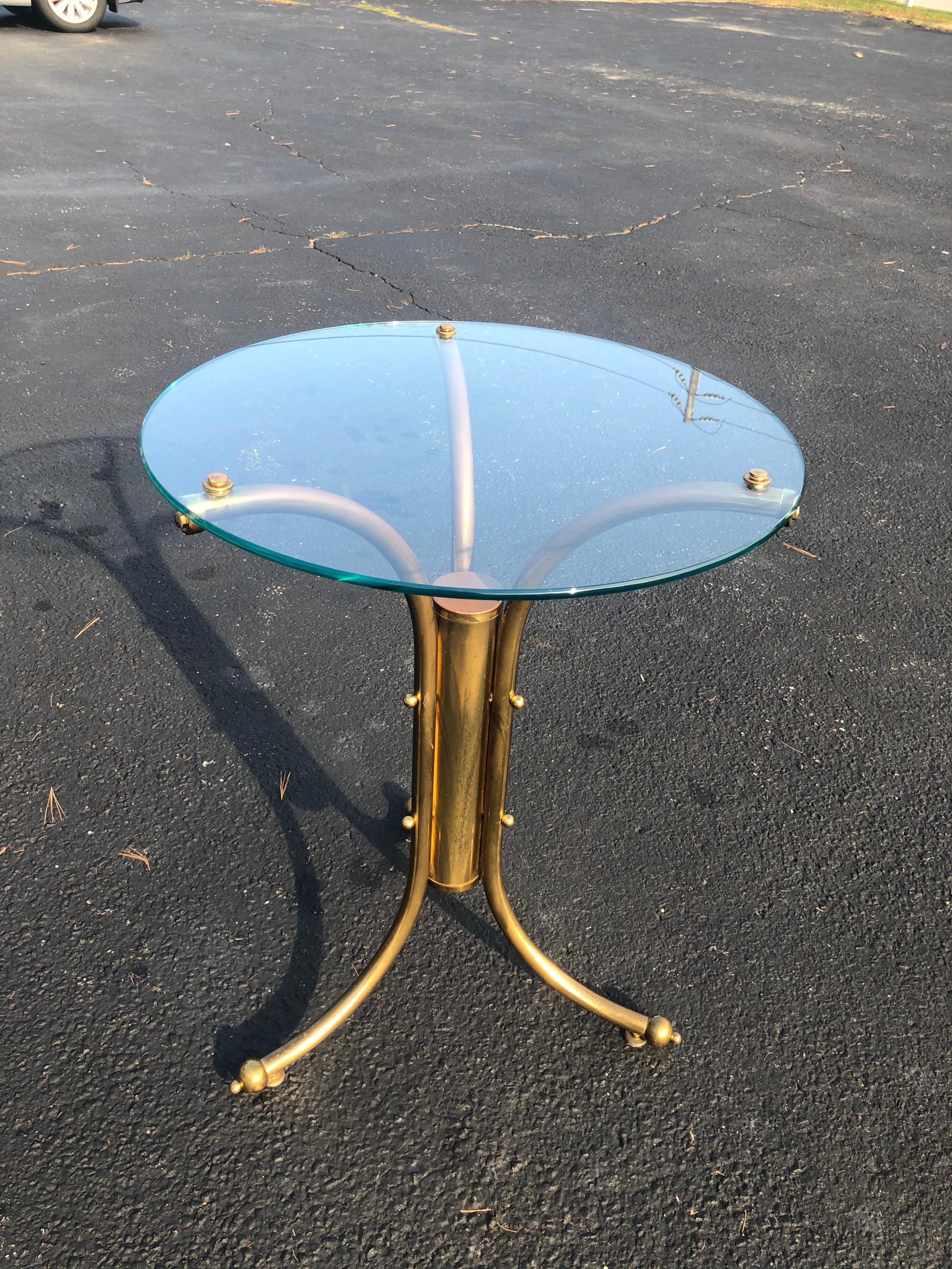 Midcentury Brass and Glass Round Bistro Table 3