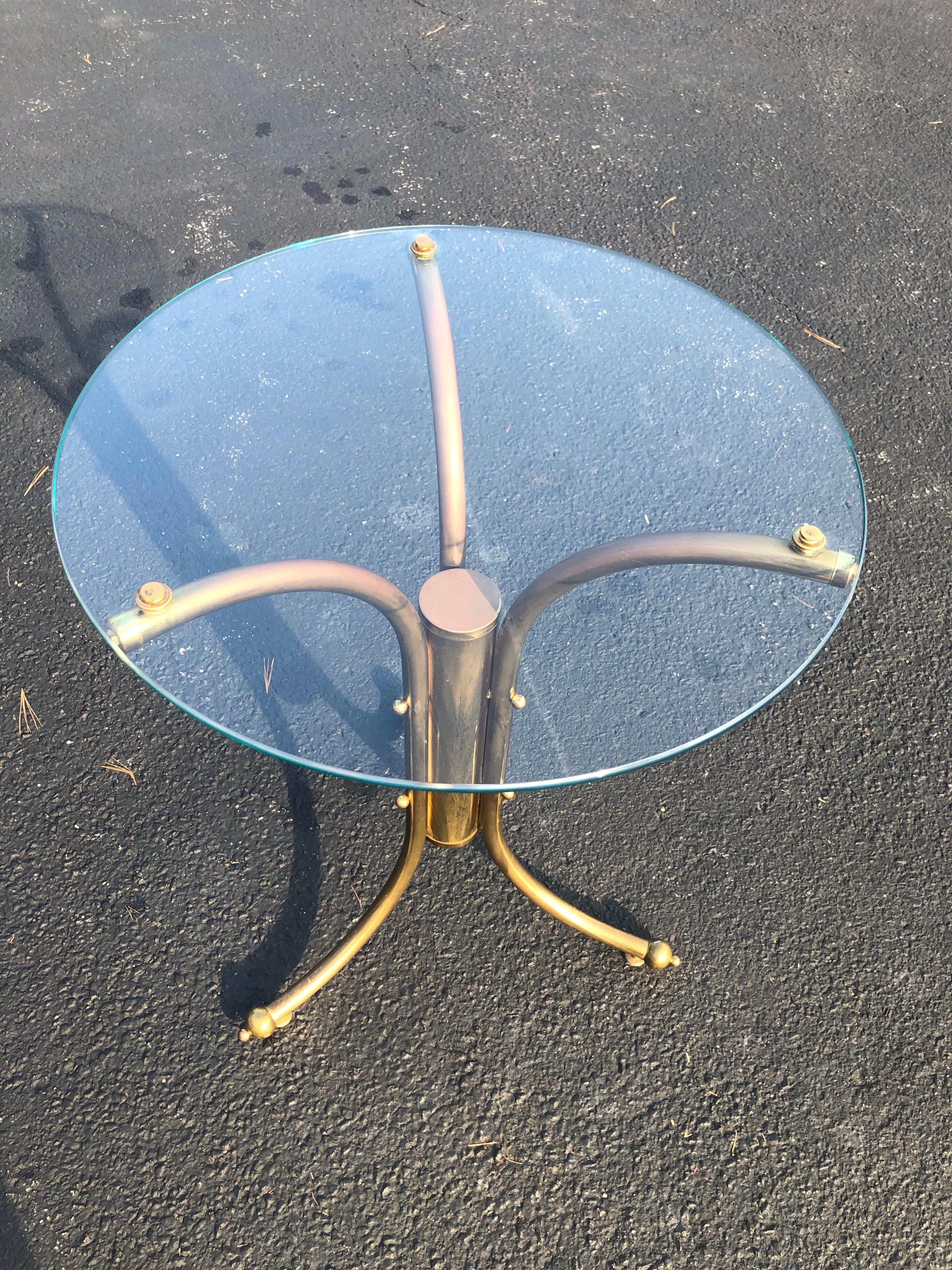 Midcentury Brass and Glass Round Bistro Table 4