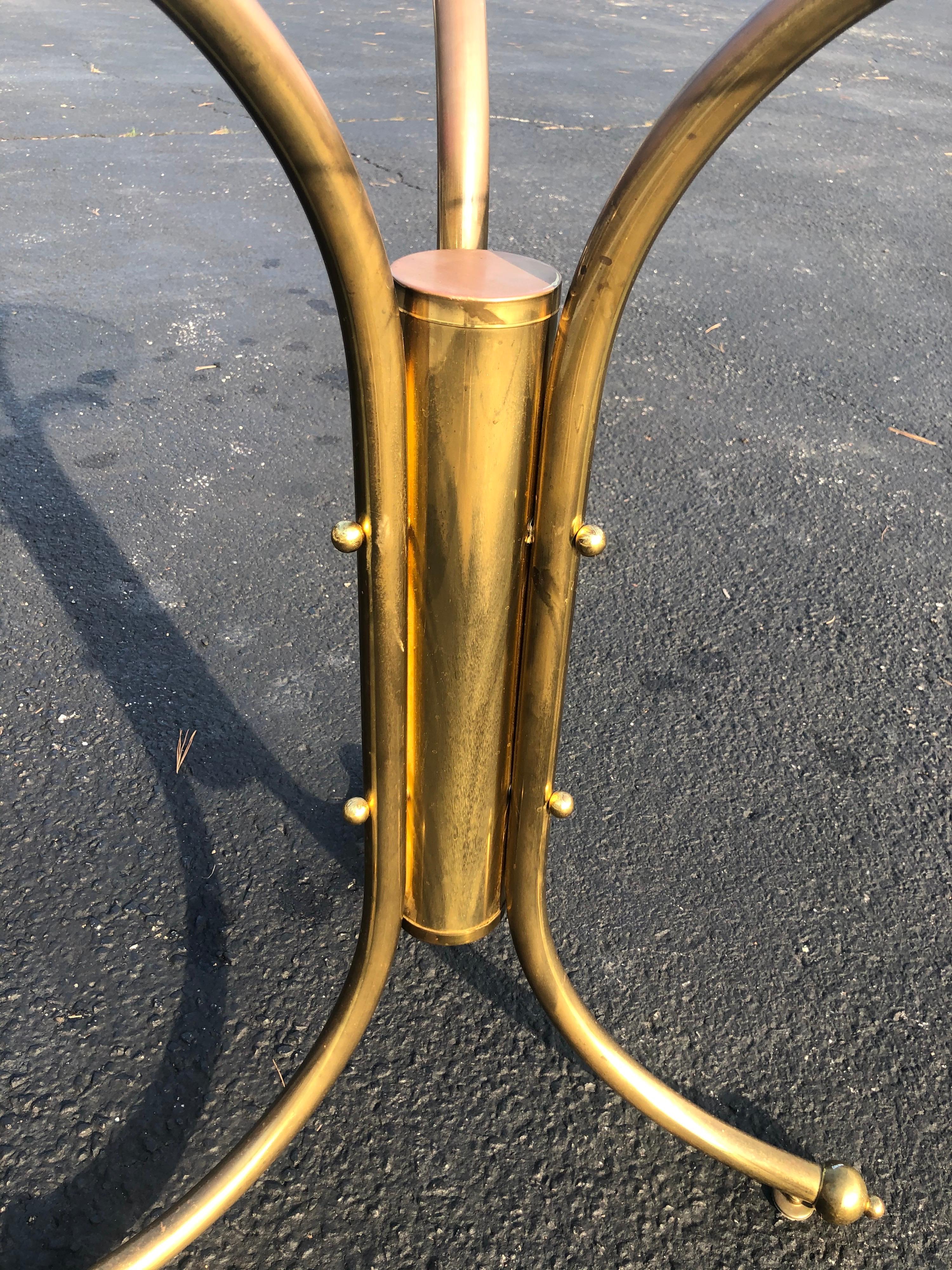 Midcentury Brass and Glass Round Bistro Table 7
