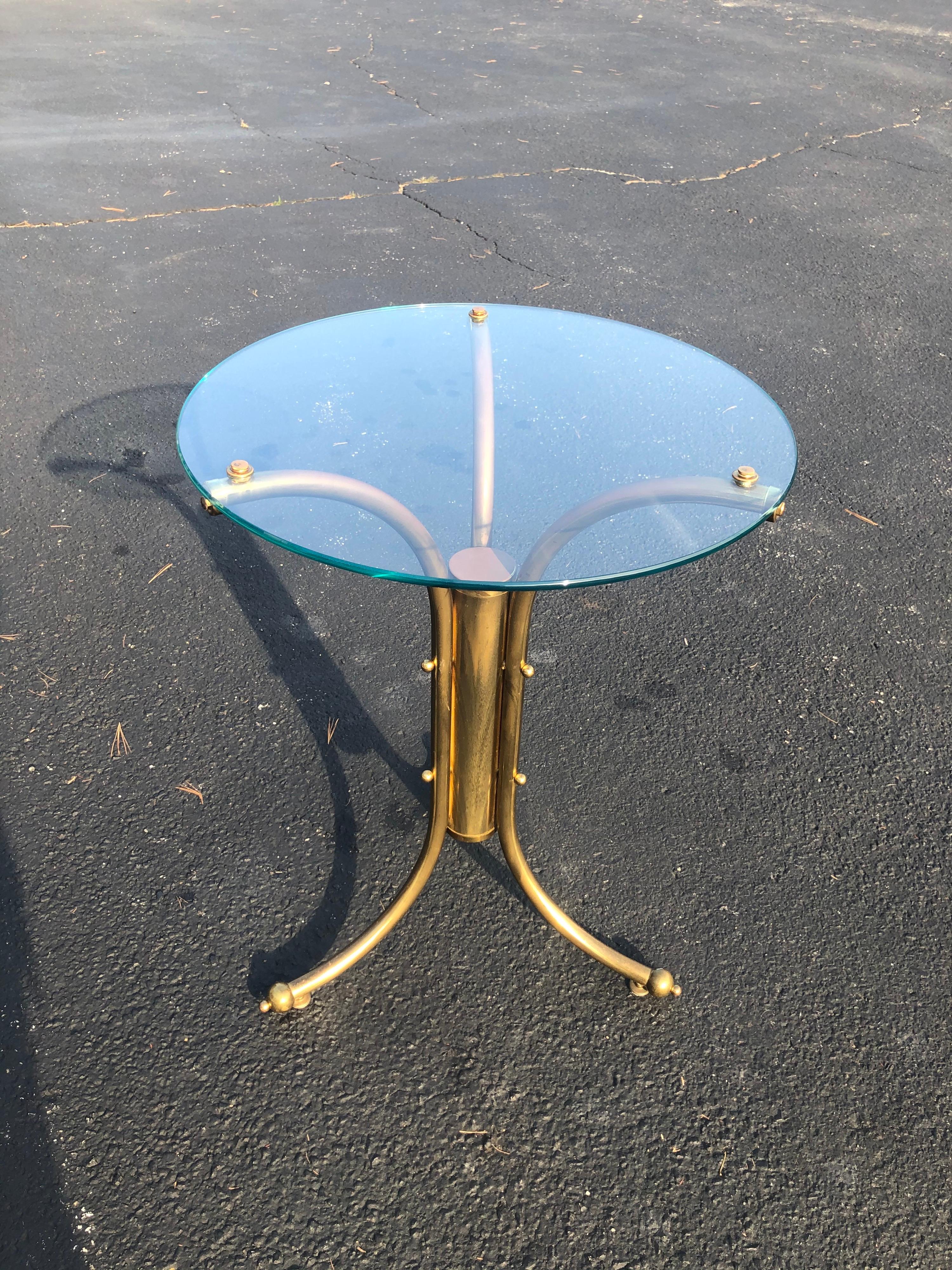Midcentury Brass and Glass Round Bistro Table 9