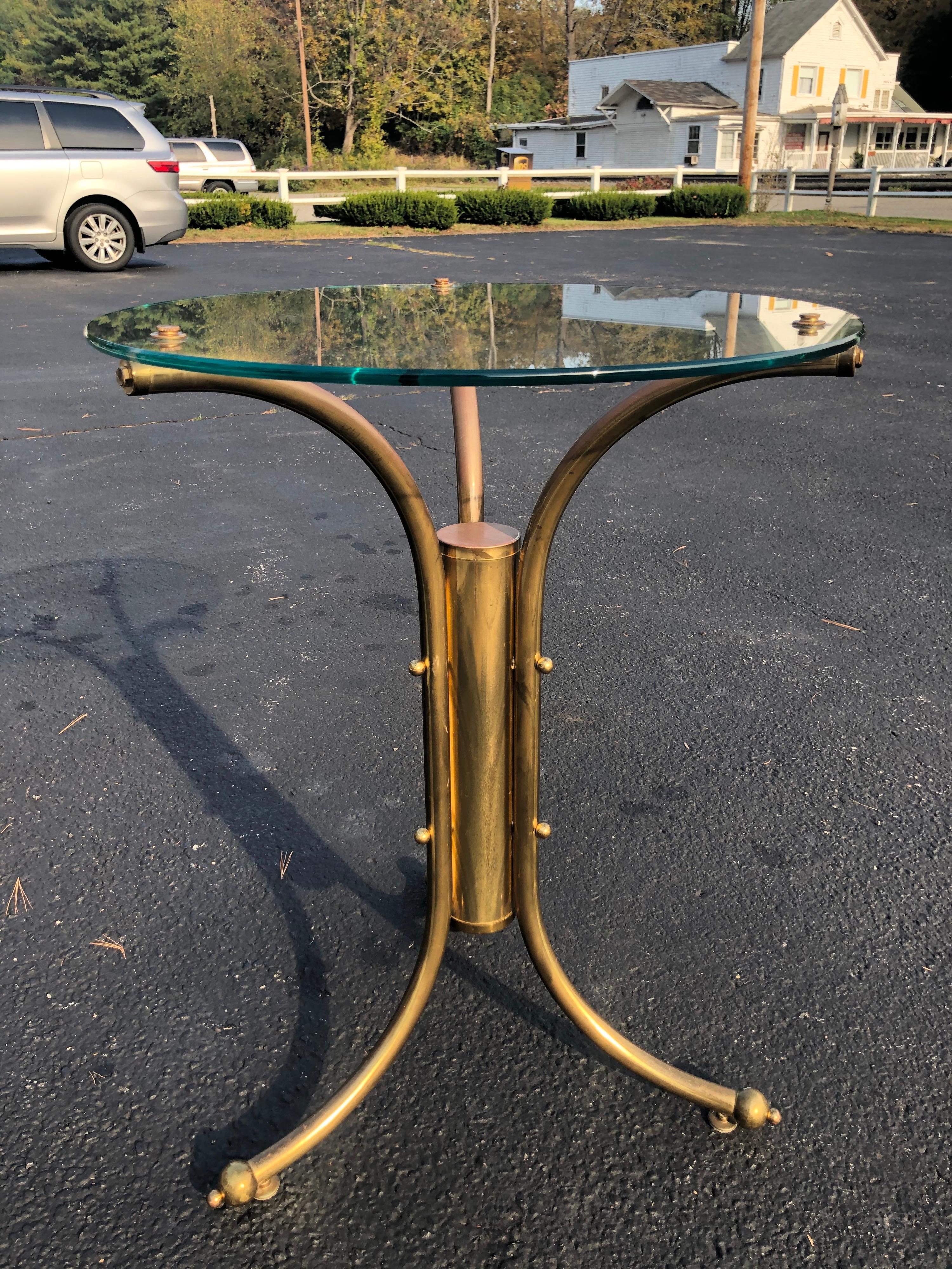 Midcentury Brass and Glass Round Bistro Table 2