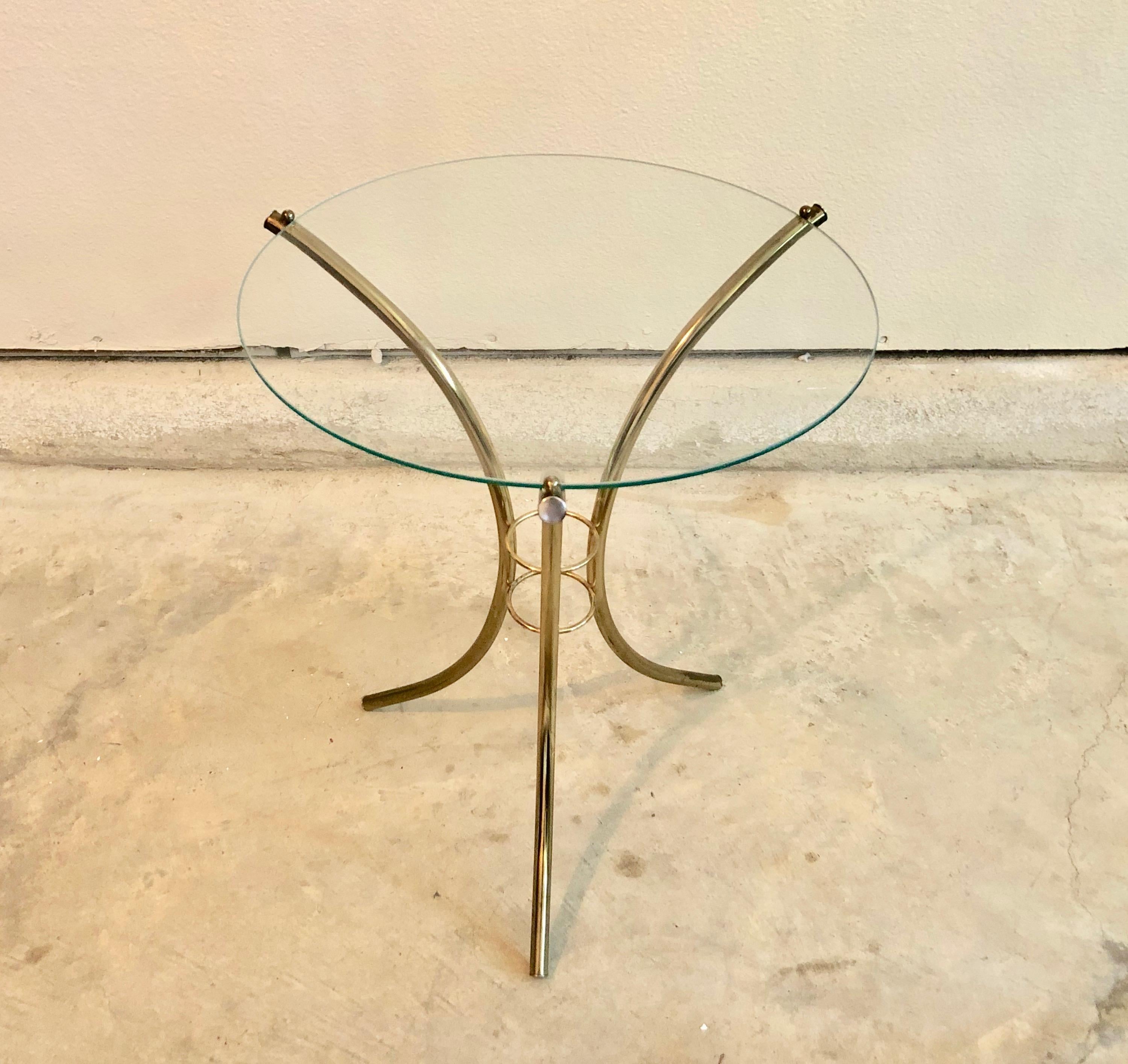 Midcentury Brass and Glass Side Tables 4