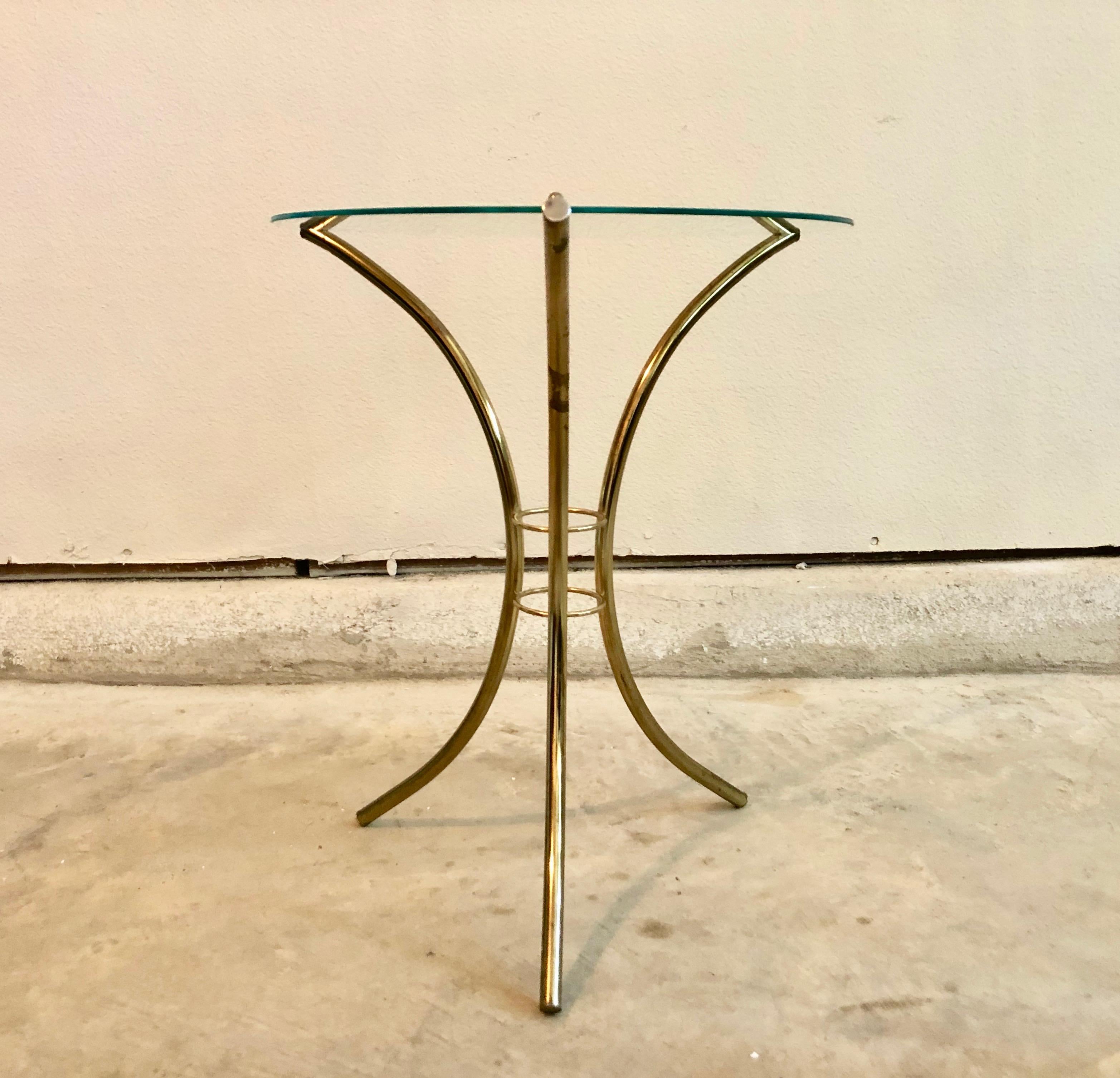 Mid-Century Modern Midcentury Brass and Glass Side Tables