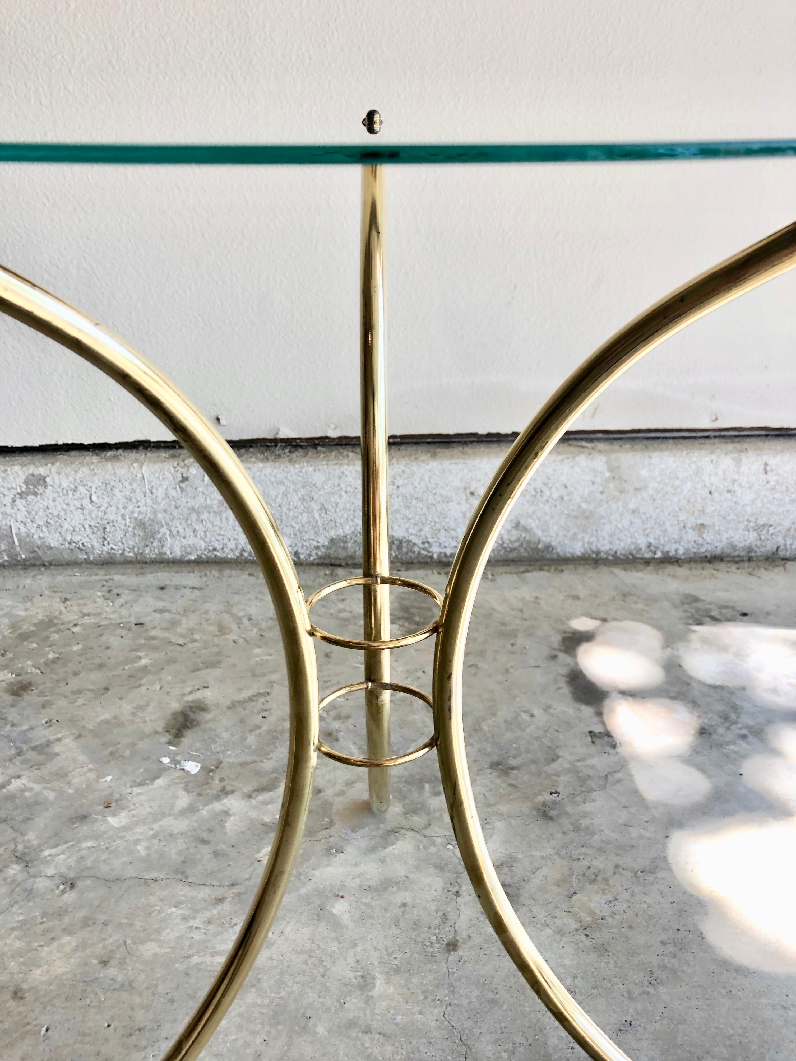 Plated Midcentury Brass and Glass Side Tables