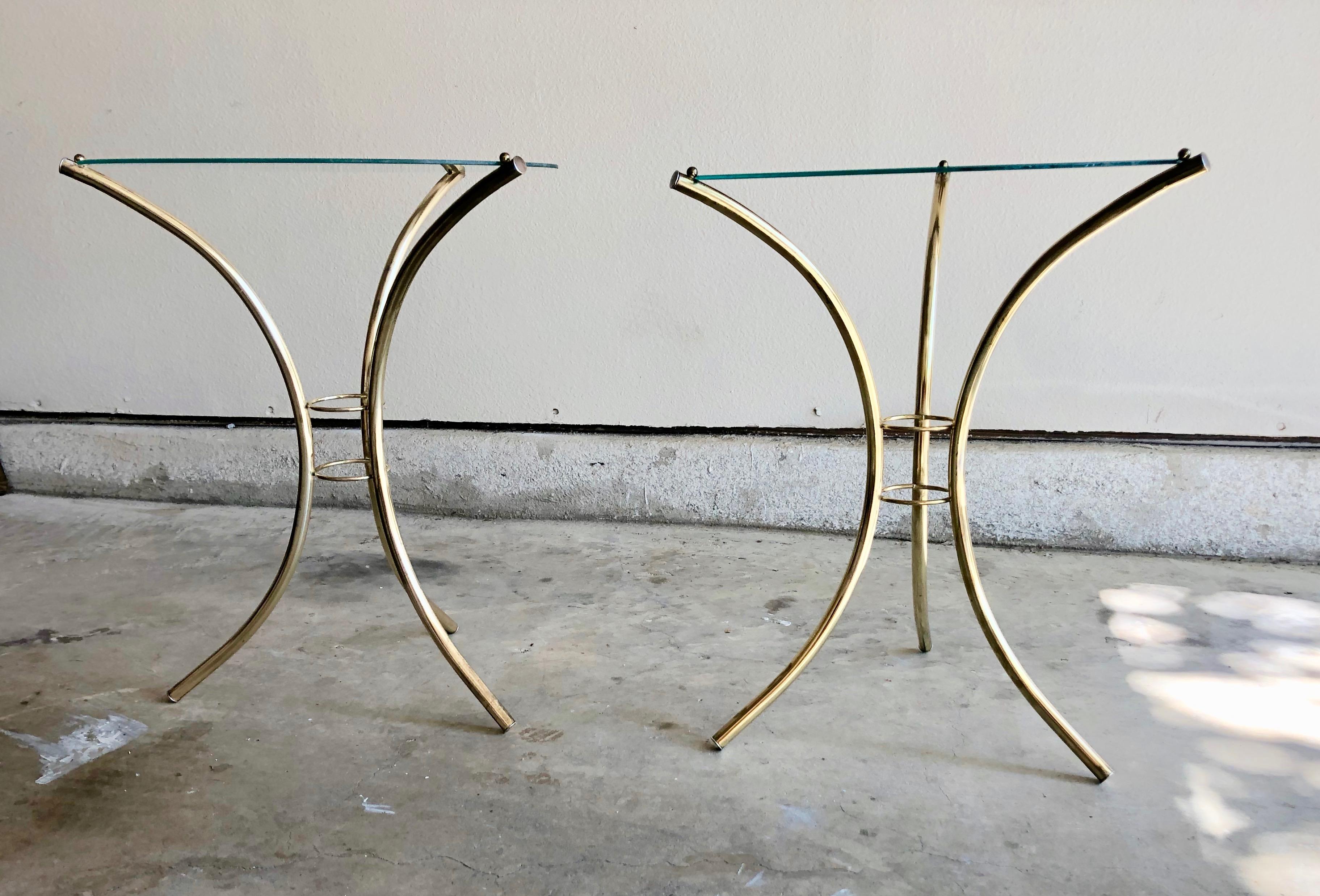 Midcentury Brass and Glass Side Tables 1