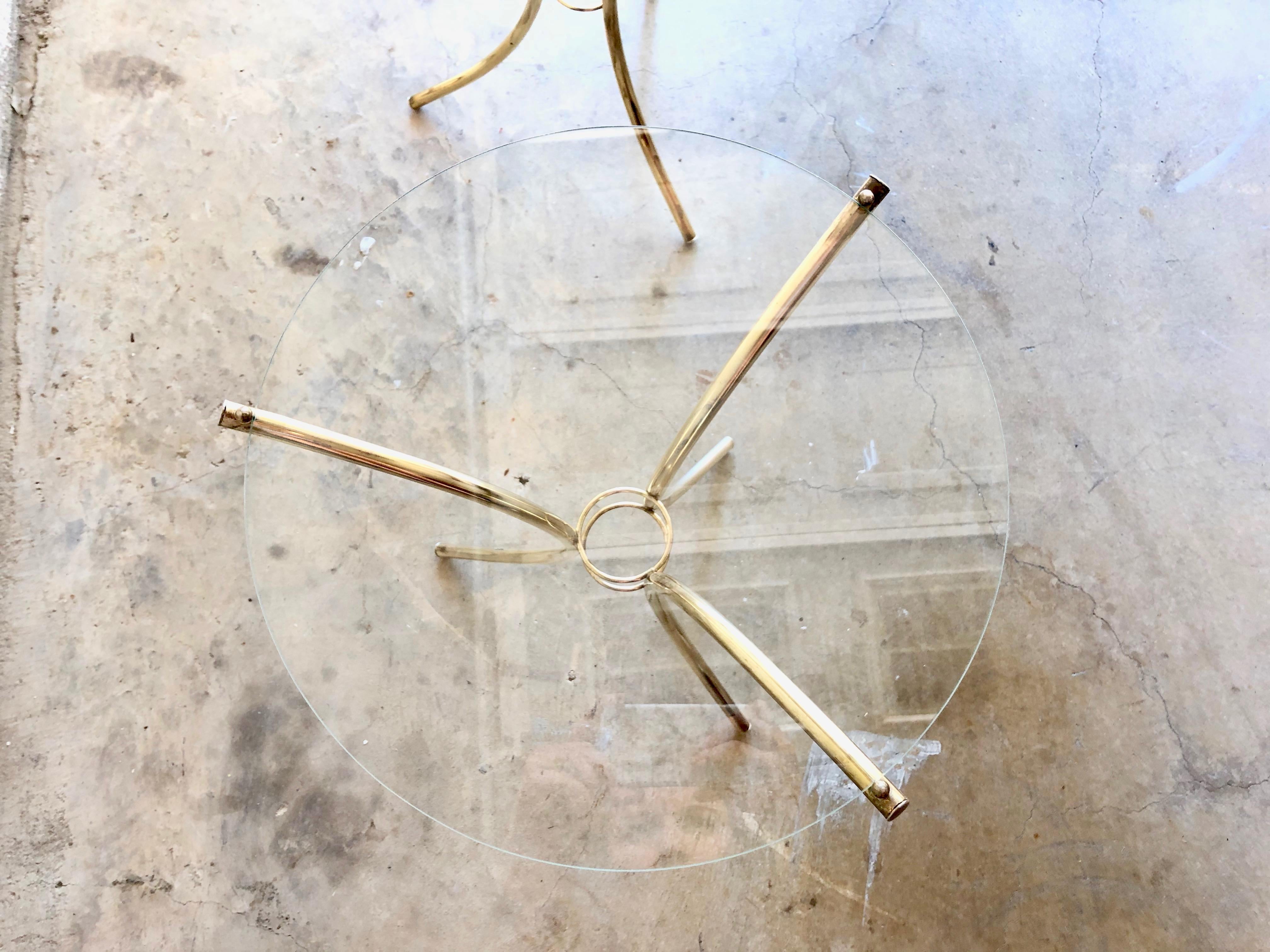 Midcentury Brass and Glass Side Tables 2