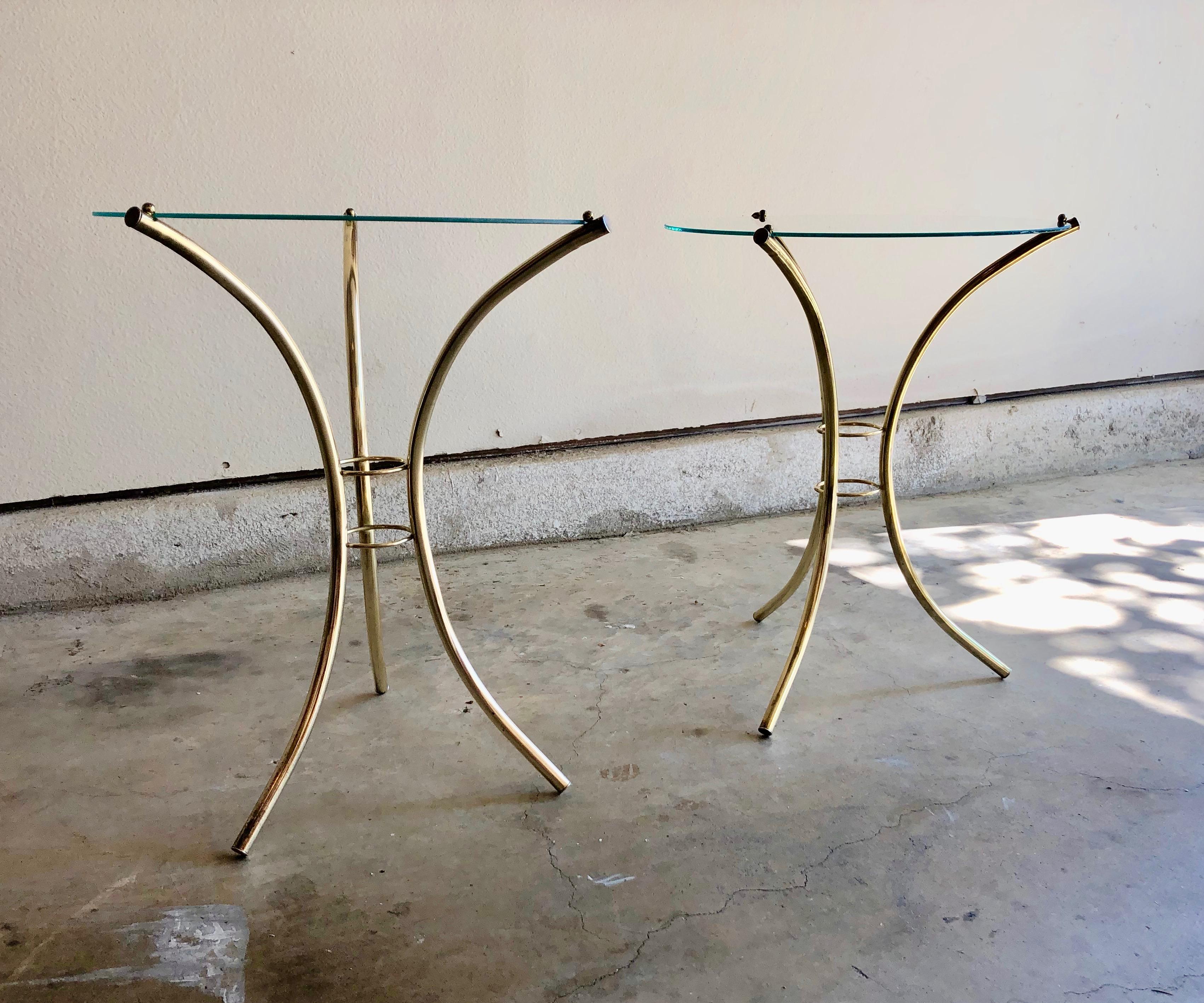 Midcentury Brass and Glass Side Tables 3