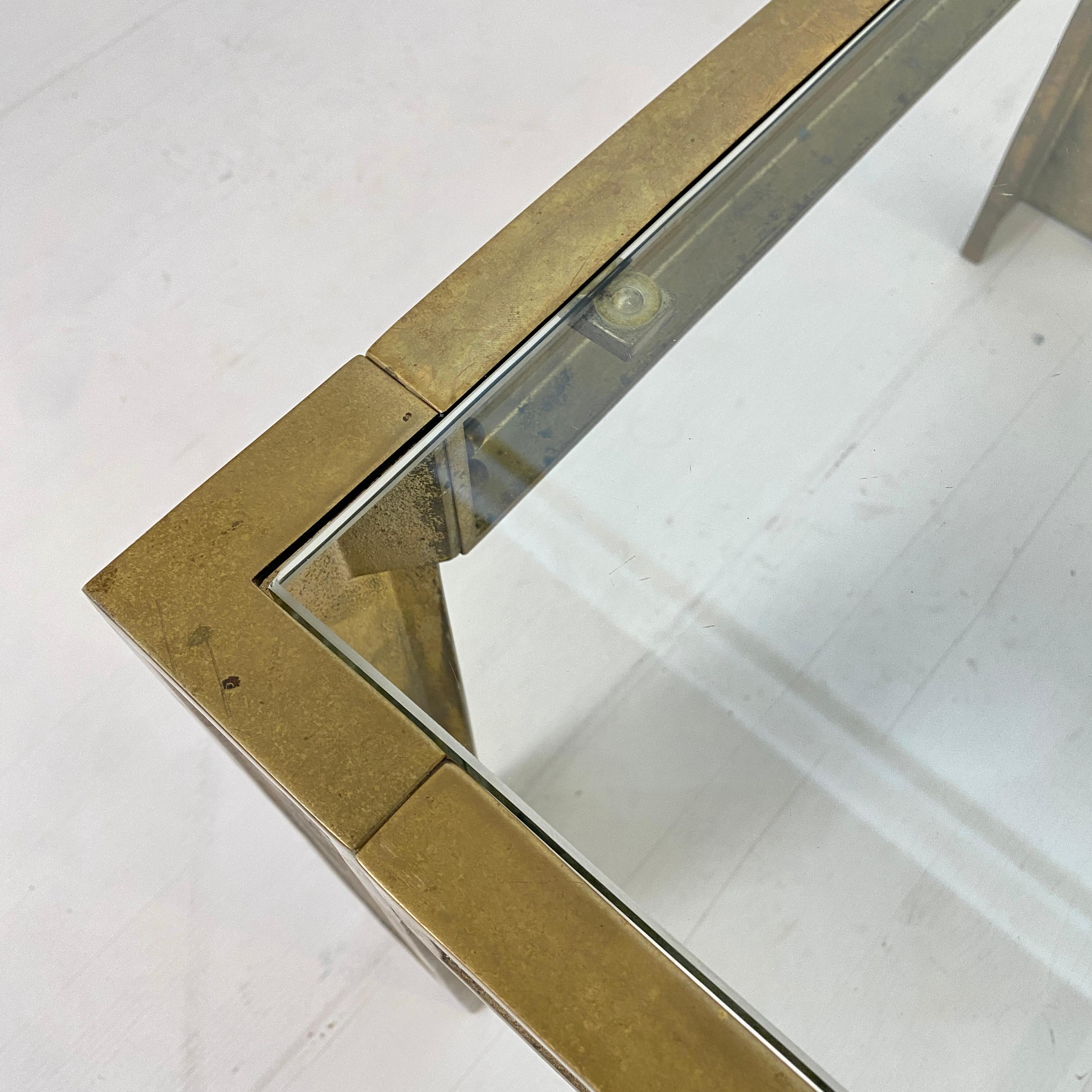 Mid-Century Brass and Glass Sofa Table or Coffee Table by Peter Ghyczy 8
