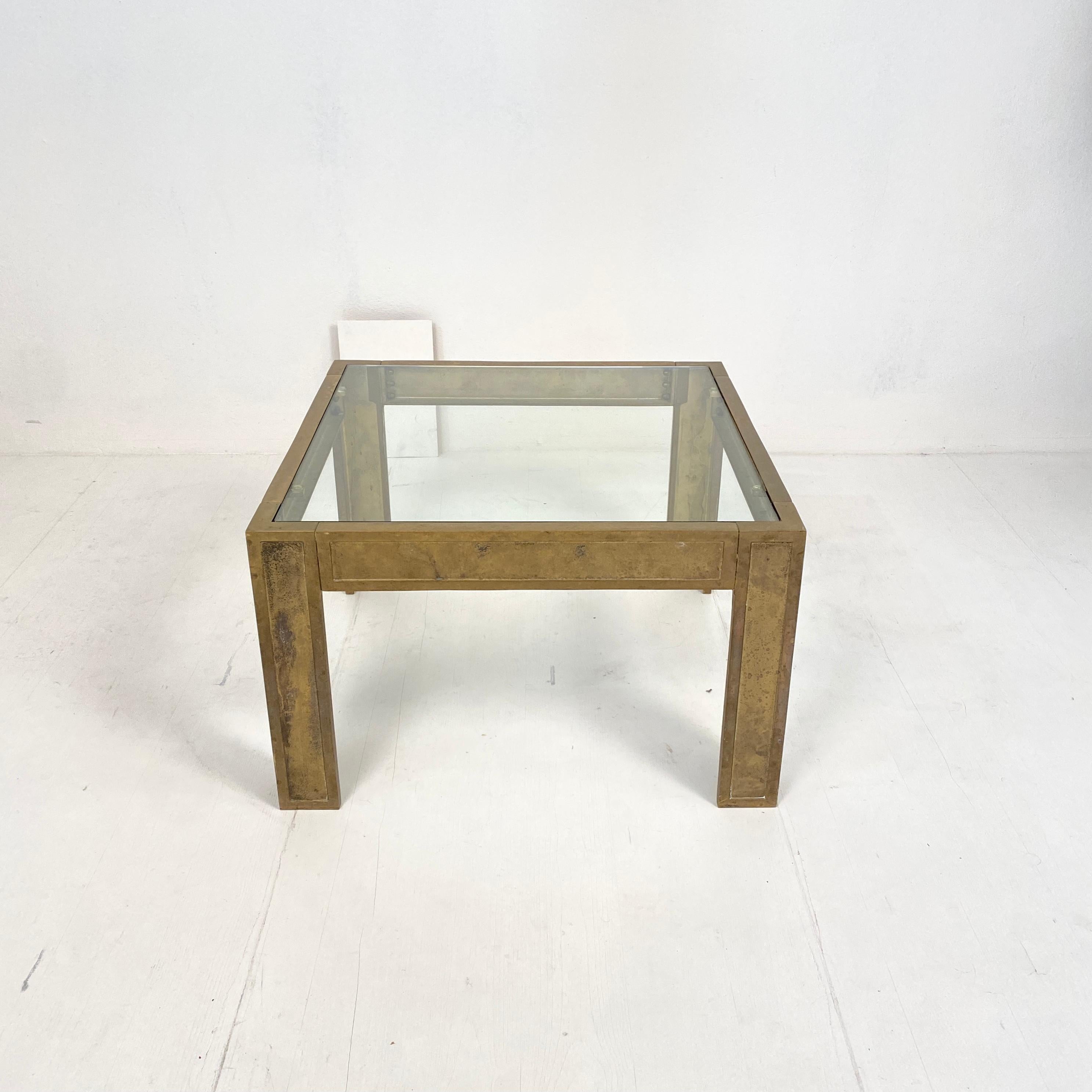 German Mid-Century Brass and Glass Sofa Table or Coffee Table by Peter Ghyczy