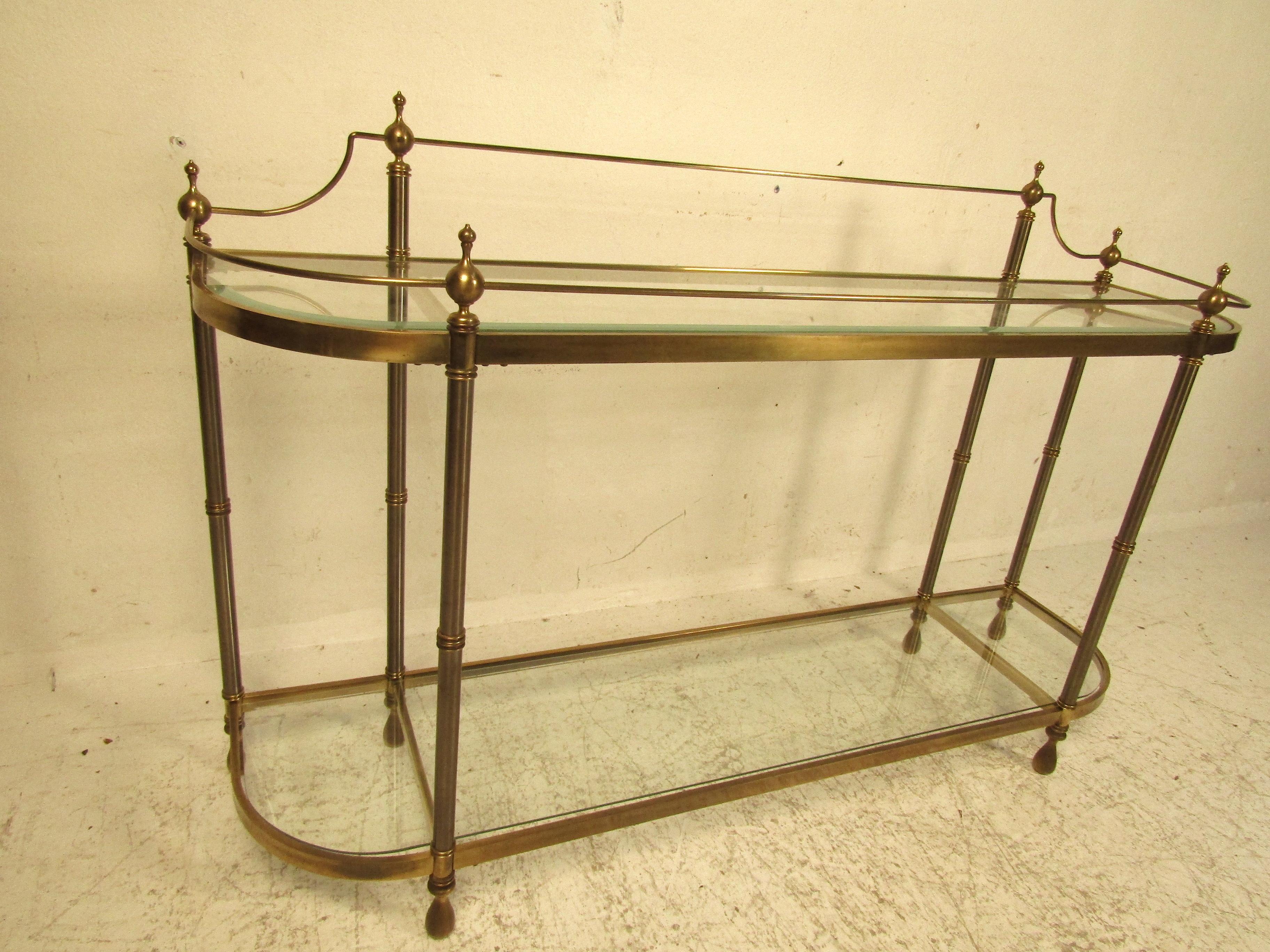 Mid-Century Modern Midcentury Brass and Glass Sofa Table