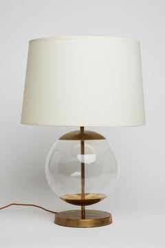 Mid-Century Brass and Glass Table Lamp by Bergboms