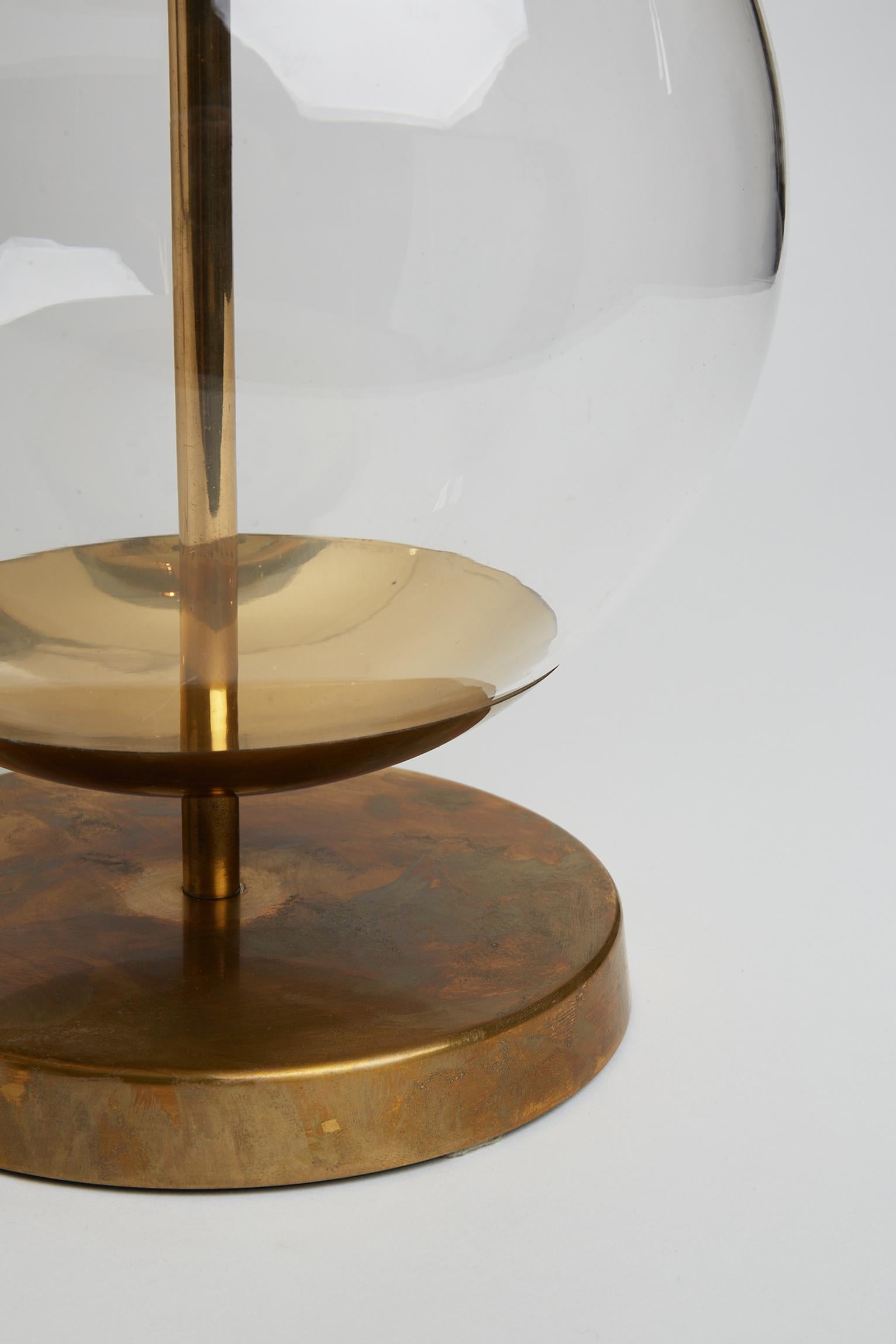Mid-Century Brass and Glass Table Lamp by Bergboms 1