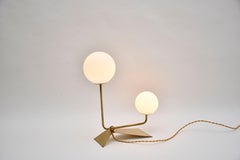 Mid-century brass and glass table lamp (Free US wiring!)