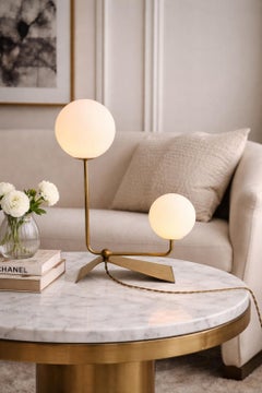 Tischlampe aus Messing und Glas aus der Mitte des Jahrhunderts (kostenlose US-Verkabelung!)