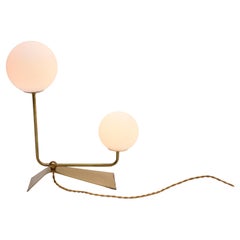 Mid-century brass and glass table lamp (Free US wiring!)