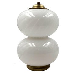 Mid-century brass and glass table lamp, Gielle Italy, 1970s