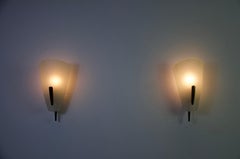 Lampade da parete in ottone e vetro in stile Mid-Century di Stilnovo, Italia, anni ’60