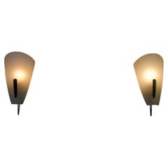 Lampade da parete in ottone e vetro in stile Mid-Century di Stilnovo, Italia, anni ’60