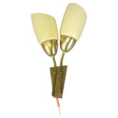 Wandleuchte aus Messing und Glas von Kamenický Šenov aus der Mitte des Jahrhunderts,  Tschechoslowakei, 1960