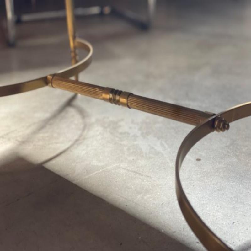 Mid-Century Brass and Green Marble Coffee Table, France, 1960s In Excellent Condition For Sale In Andrézieux-Bouthéon, FR