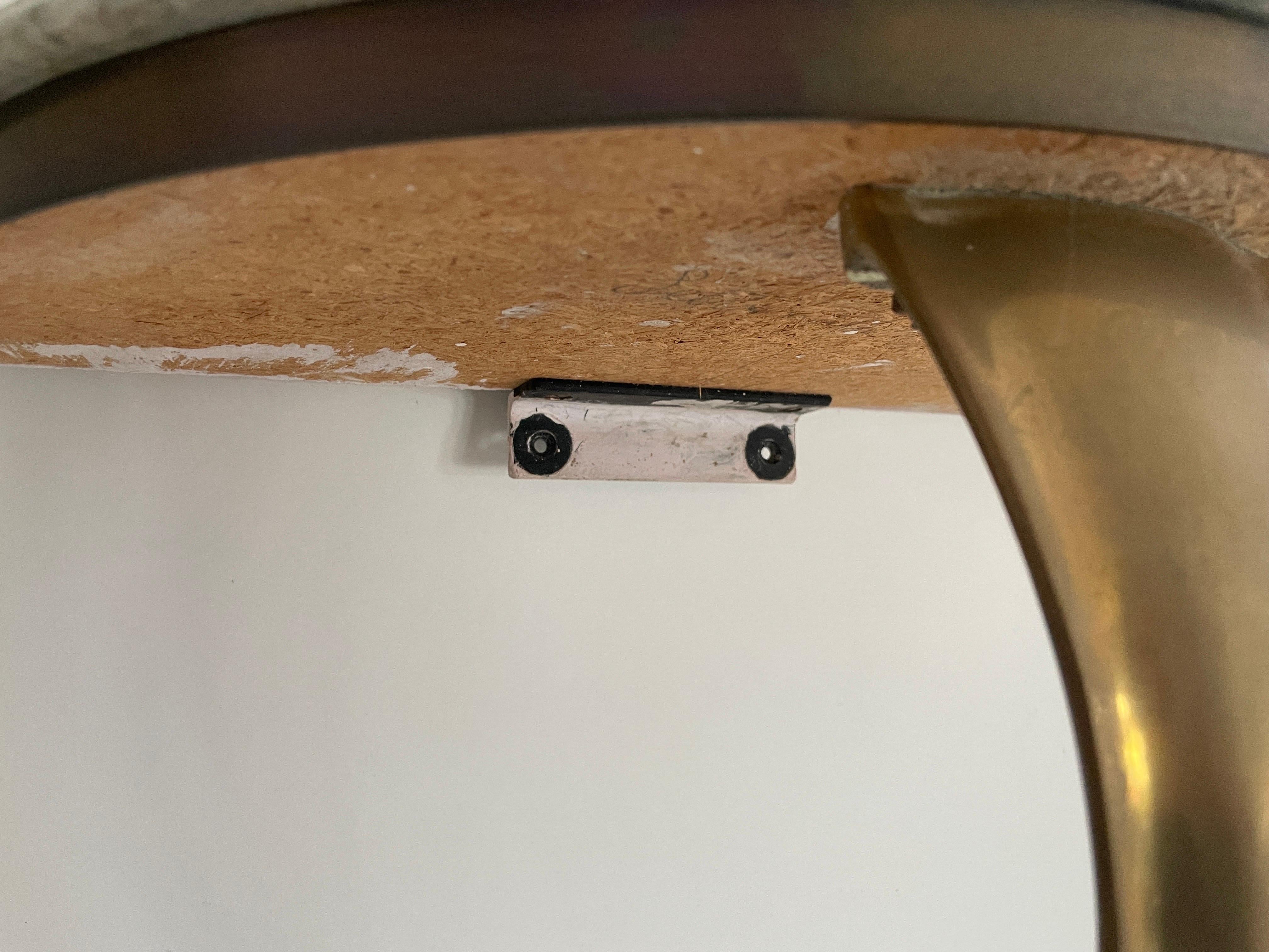 Consola de pared flotante de mediados de siglo, latón y tapa de mármol verde, años 50, Italia en venta 7