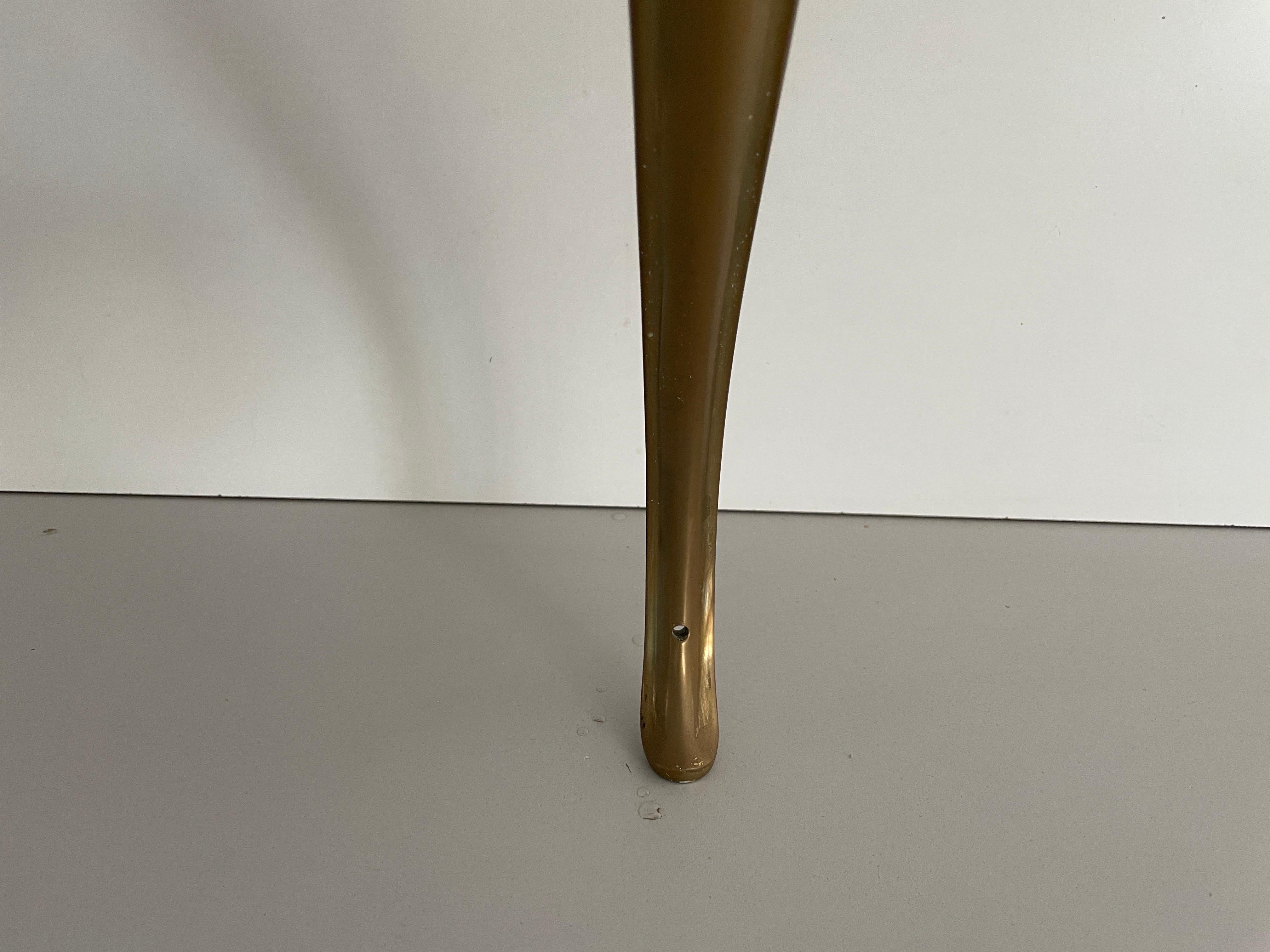 Consola de pared flotante de mediados de siglo, latón y tapa de mármol verde, años 50, Italia en venta 10
