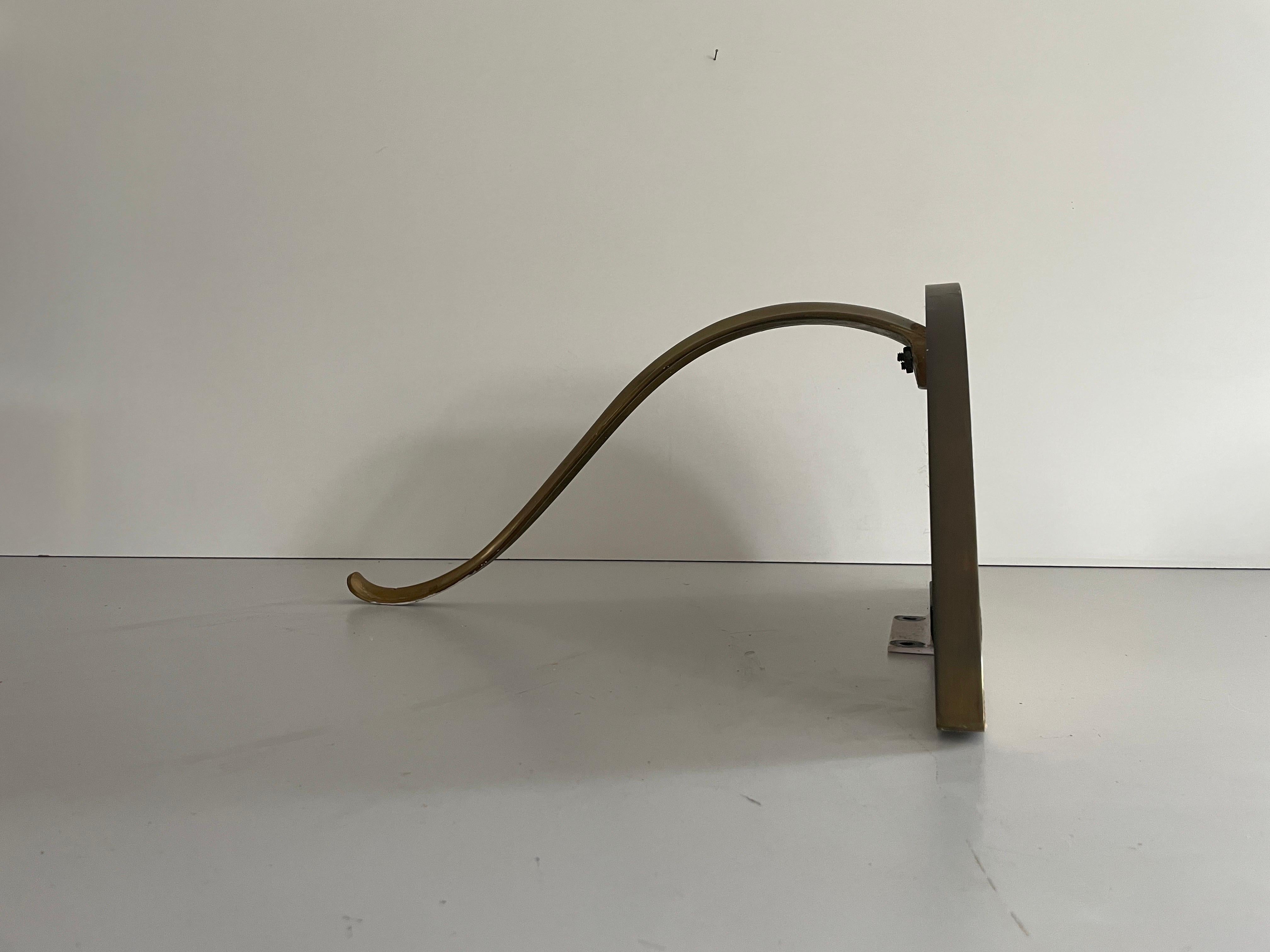 Consola de pared flotante de mediados de siglo, latón y tapa de mármol verde, años 50, Italia en venta 11