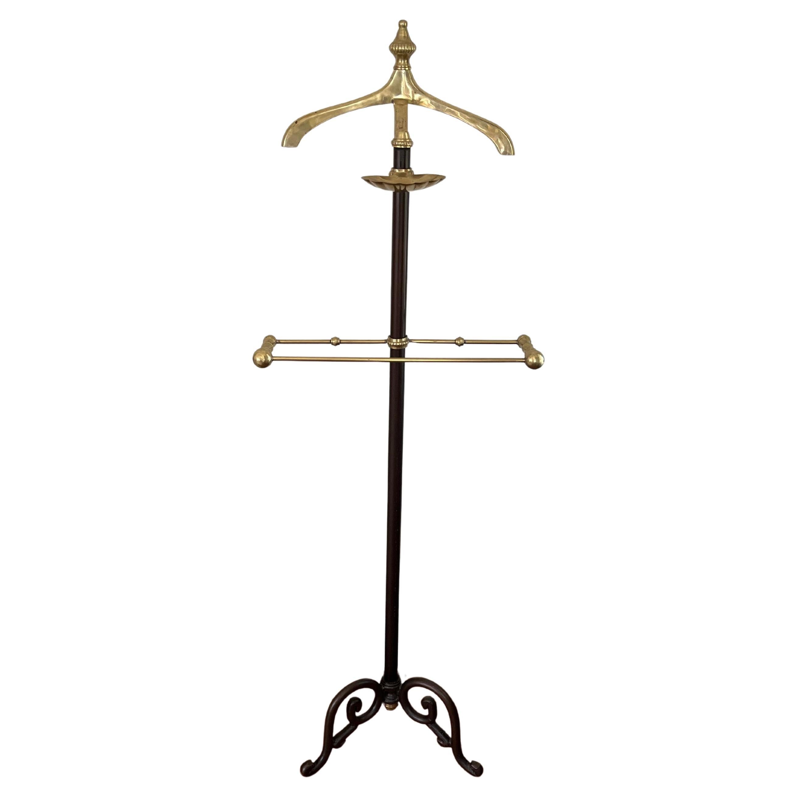Mid Century Brass and Iron Valet