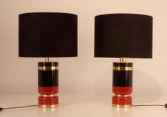 Mid-Century Brass and Lacquered Table Lamps from Clar, Spain, 1970s, Set of 2