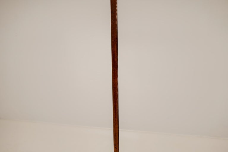 Mid-Century Brass and Leather Floor Lamp Falkenbergs Belysning, Sweden, 1960s For Sale 5