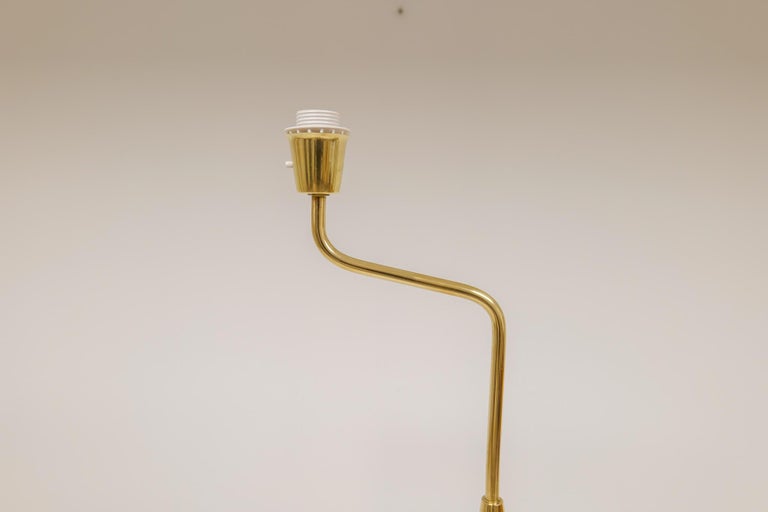 Mid-20th Century Mid-Century Brass and Leather Floor Lamp Falkenbergs Belysning, Sweden, 1960s For Sale