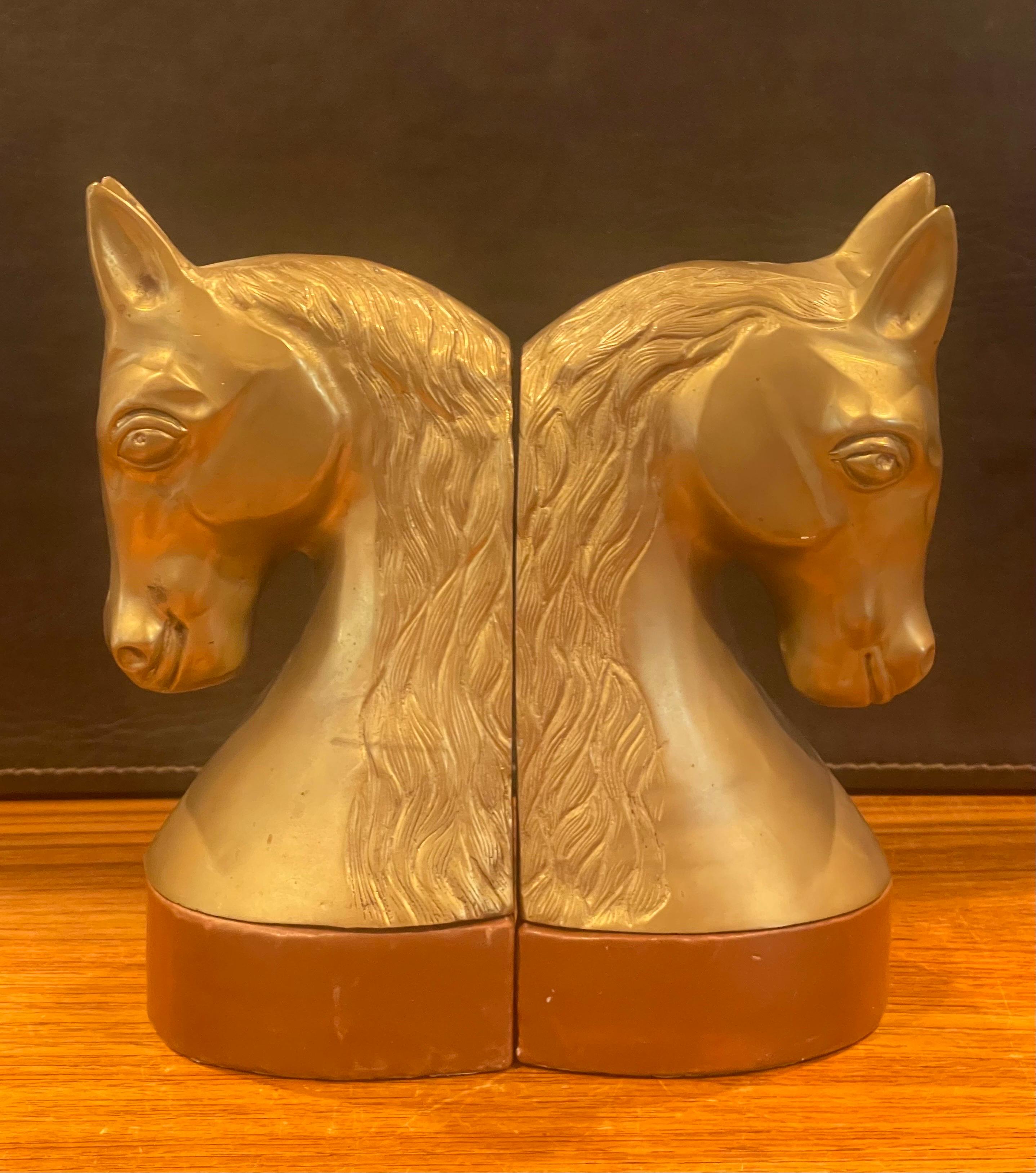 brass horse head bookends