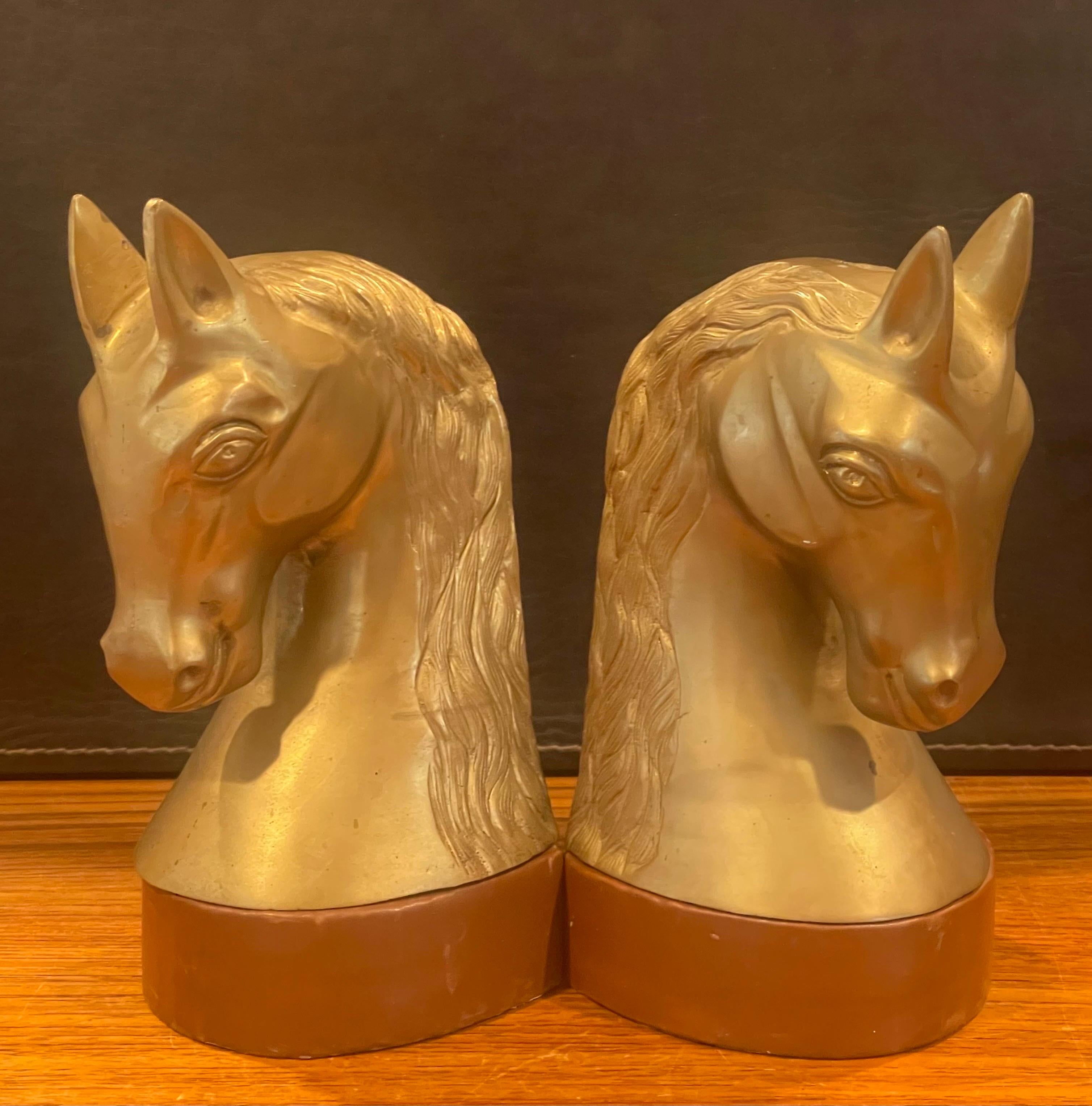 vintage brass horse bookends