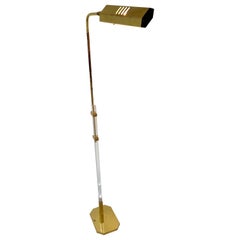 Mid-Century Brass and Lucite Bauer Pharmacy Floor Lamp