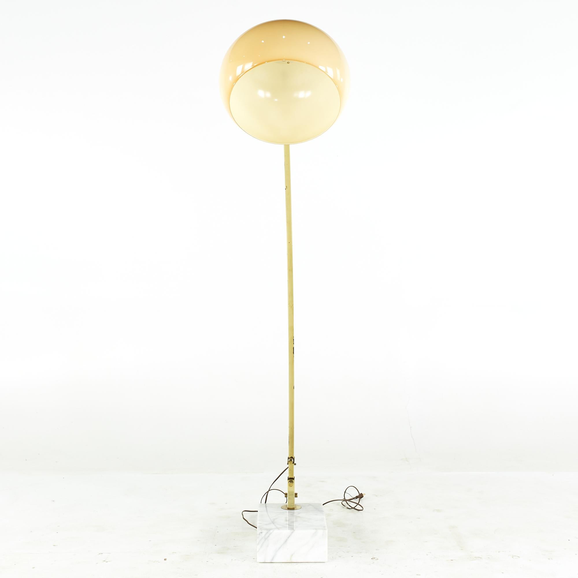 Midcentury Brass and Marble Arc Lamp For Sale at 1stDibs