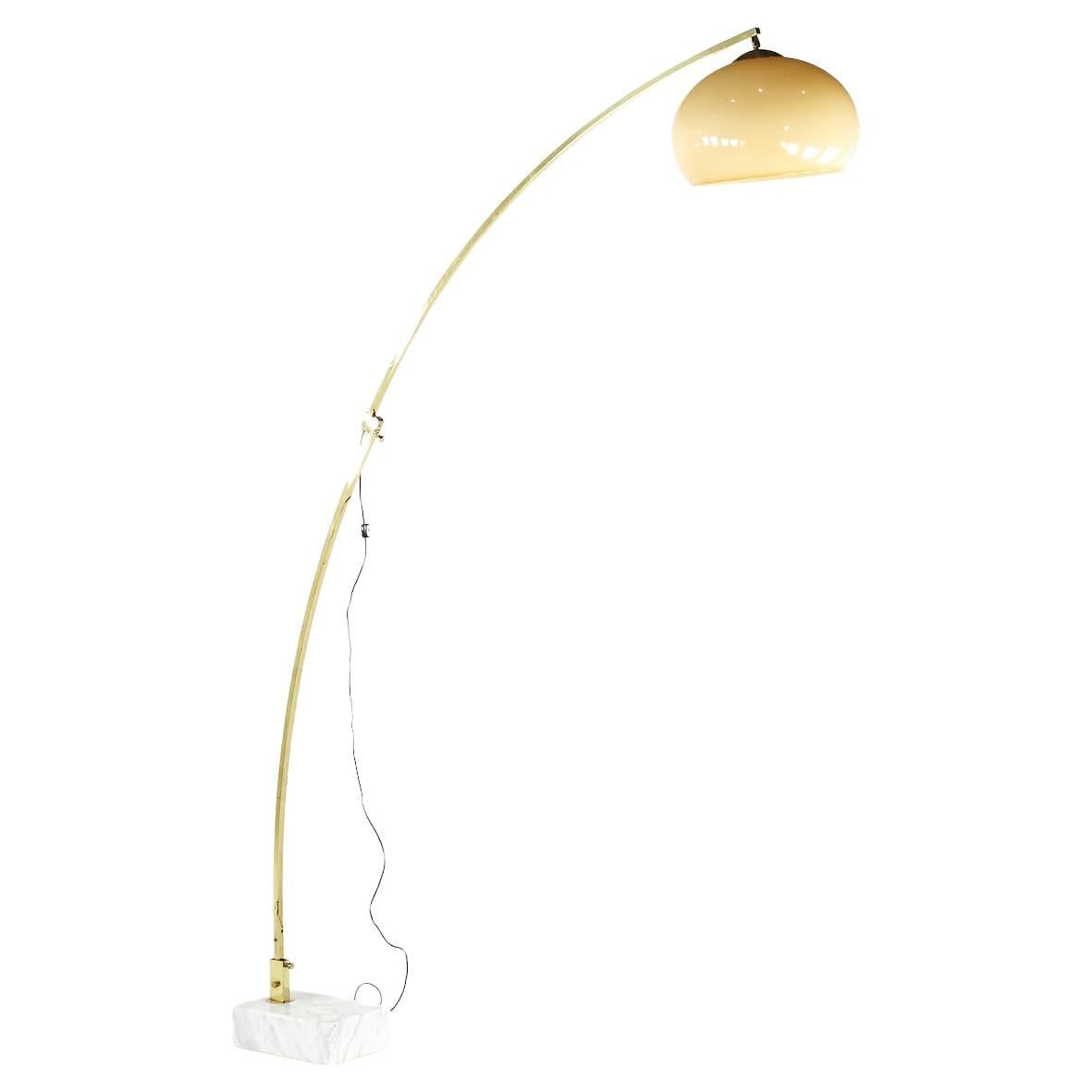 Midcentury Brass and Marble Arc Lamp For Sale at 1stDibs