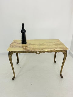 Mesa de centro de latón y mármol de mediados de siglo, made in Italy, años 50