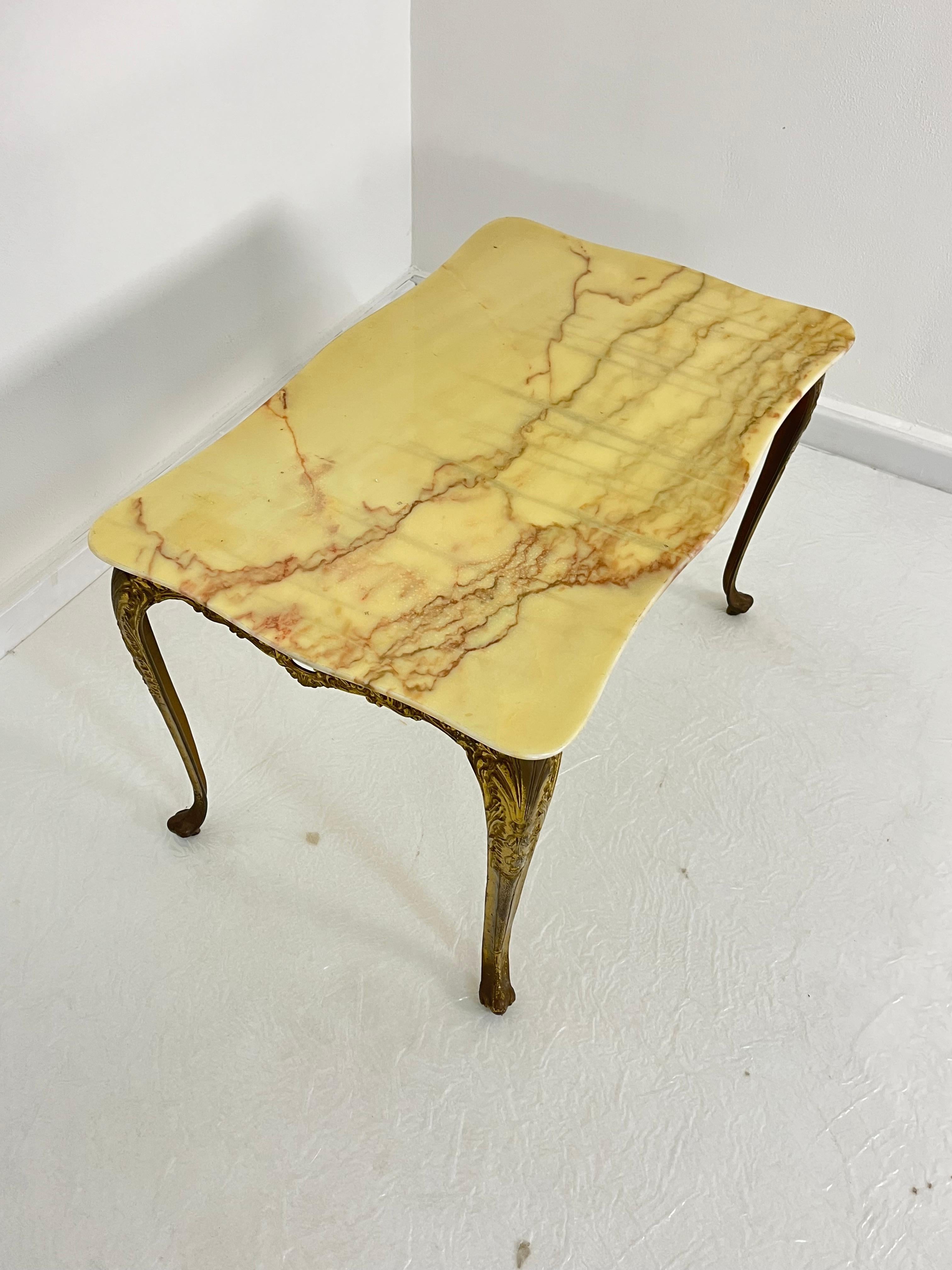 Tavolino da caffè in ottone e marmo di metà secolo, made in Italy, anni '50 in vendita 3