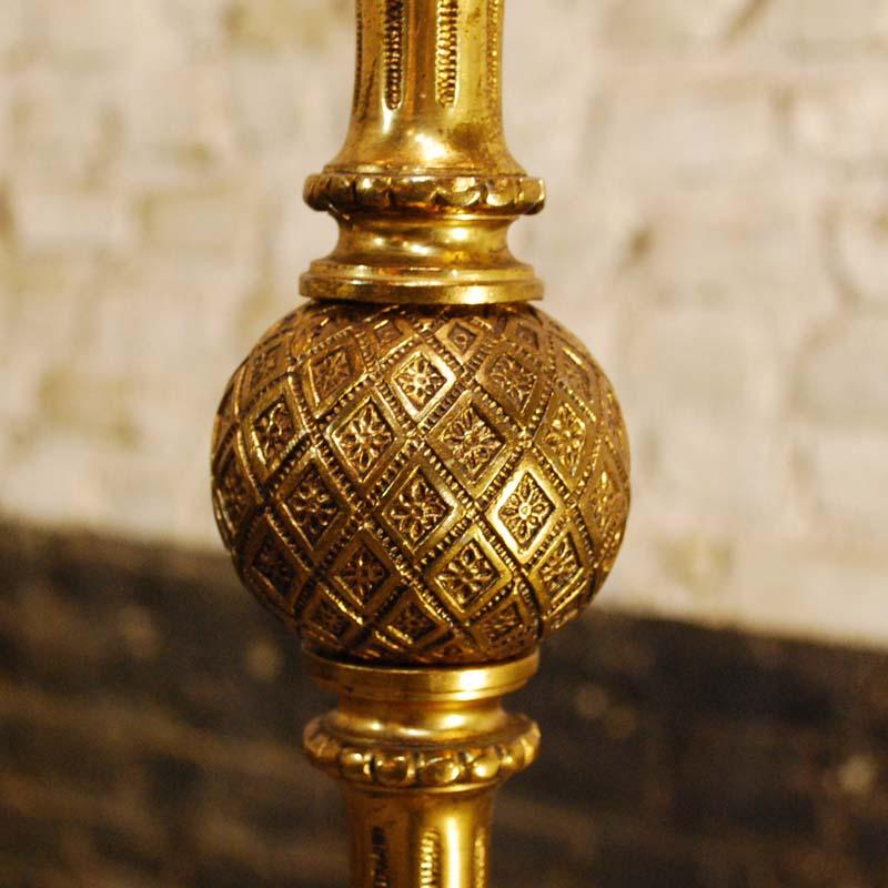 Midcentury Brass and Marble Floor Lamp or Candelabra 1