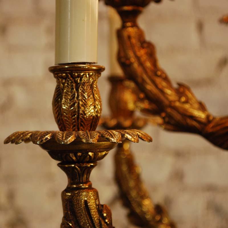 Regency Midcentury Brass and Marble Floor Lamp or Candelabra