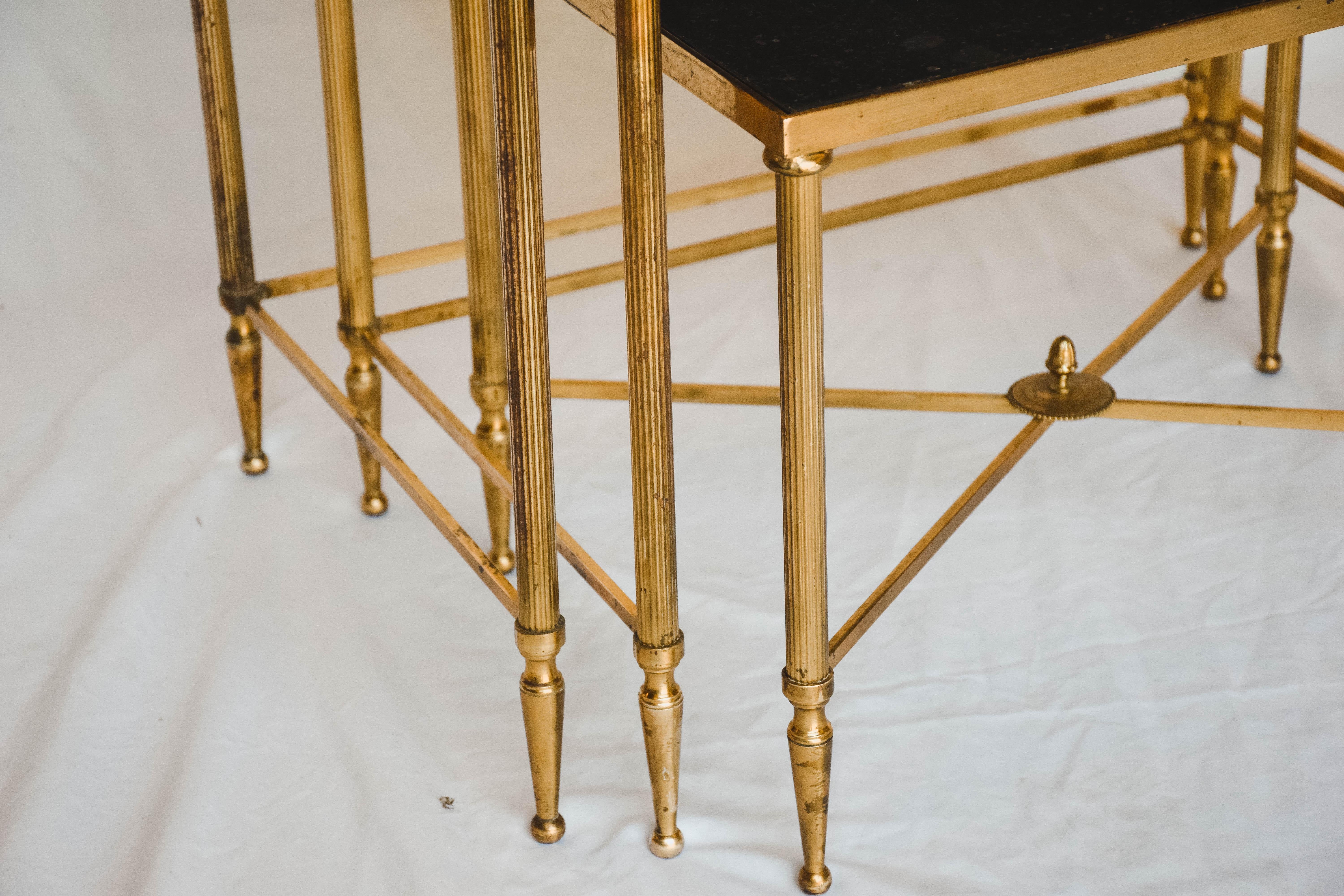 Midcentury Brass and Marble Nesting Tables 5