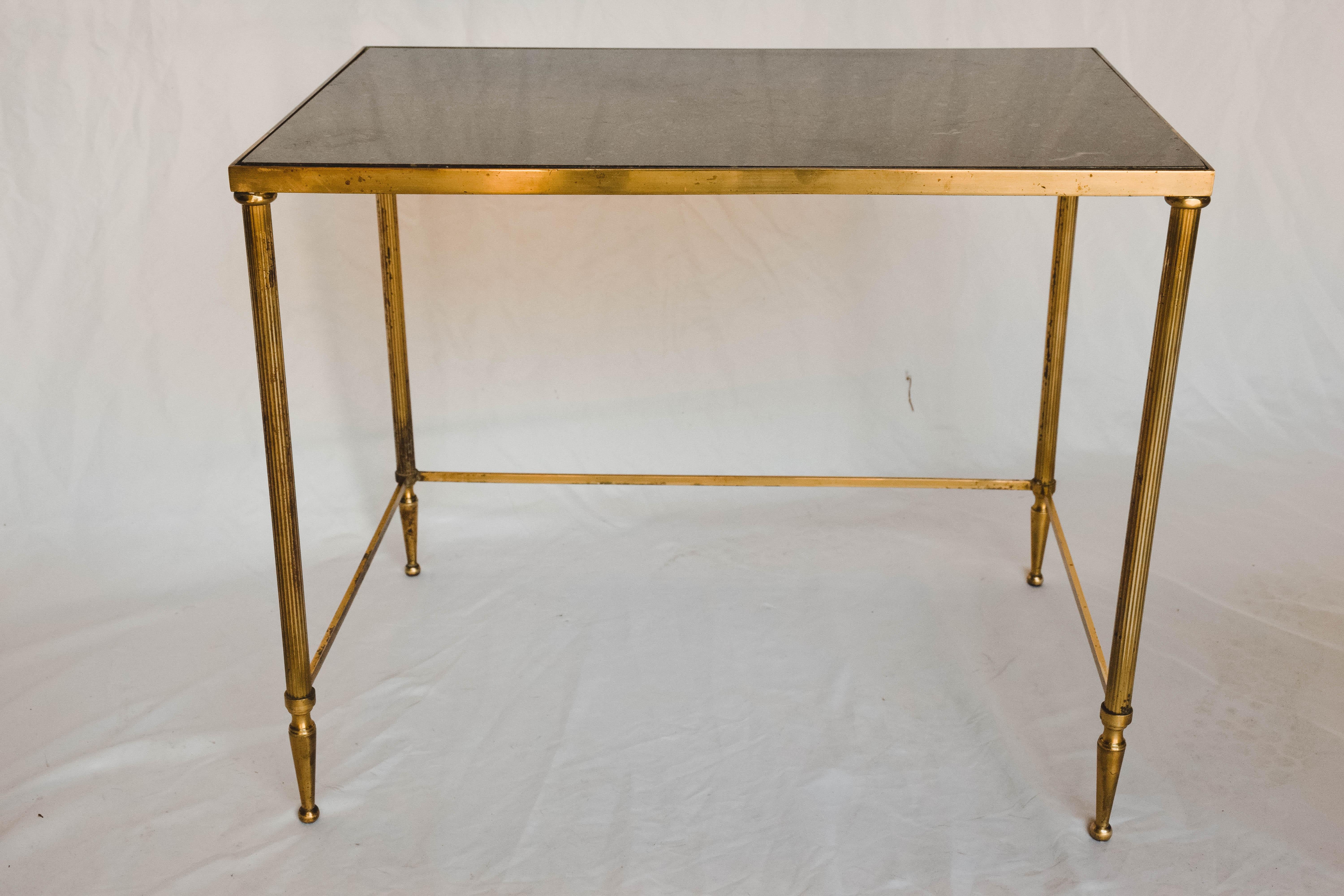Midcentury Brass and Marble Nesting Tables In Good Condition In Houston, TX