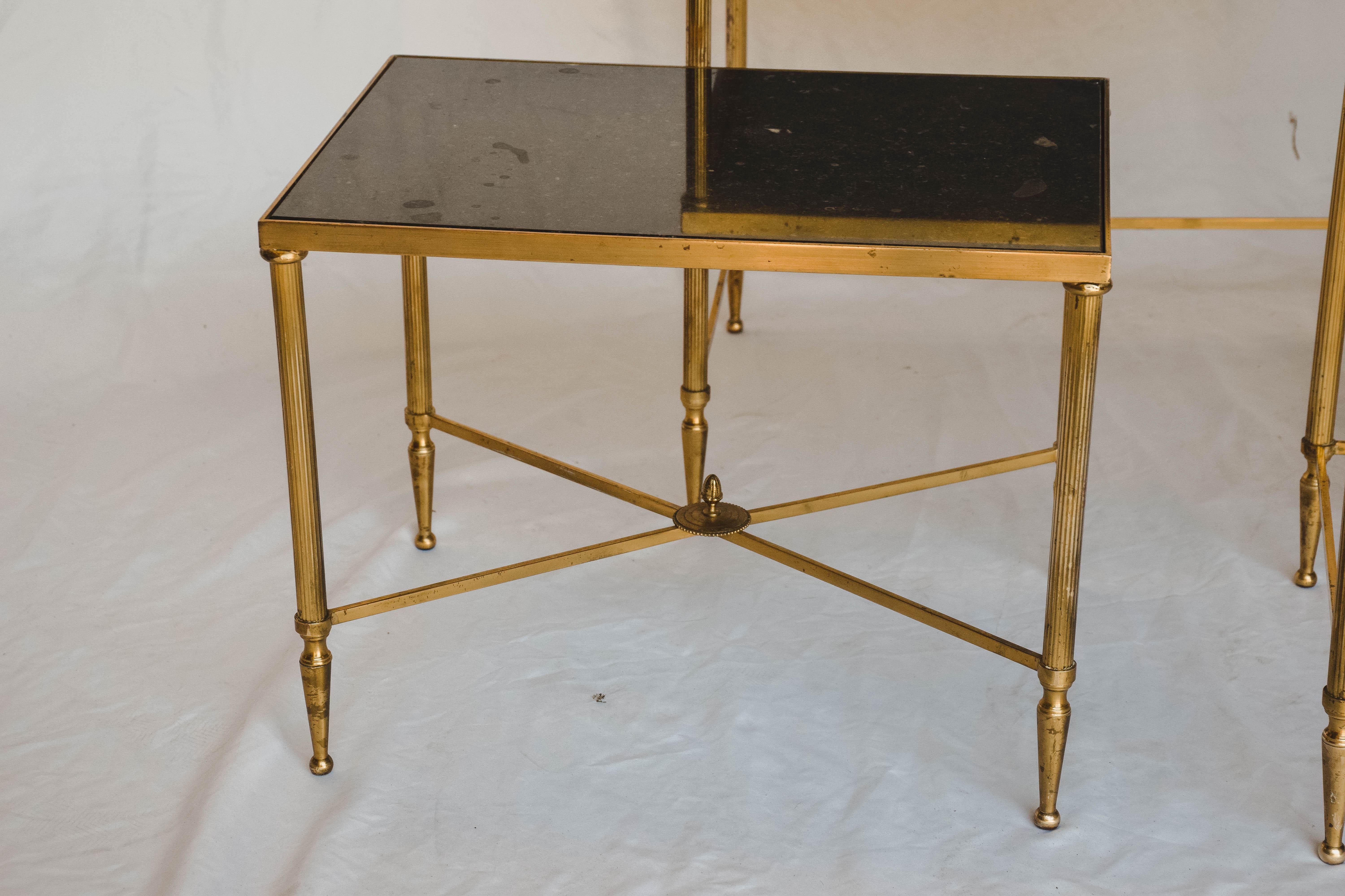 Midcentury Brass and Marble Nesting Tables 1