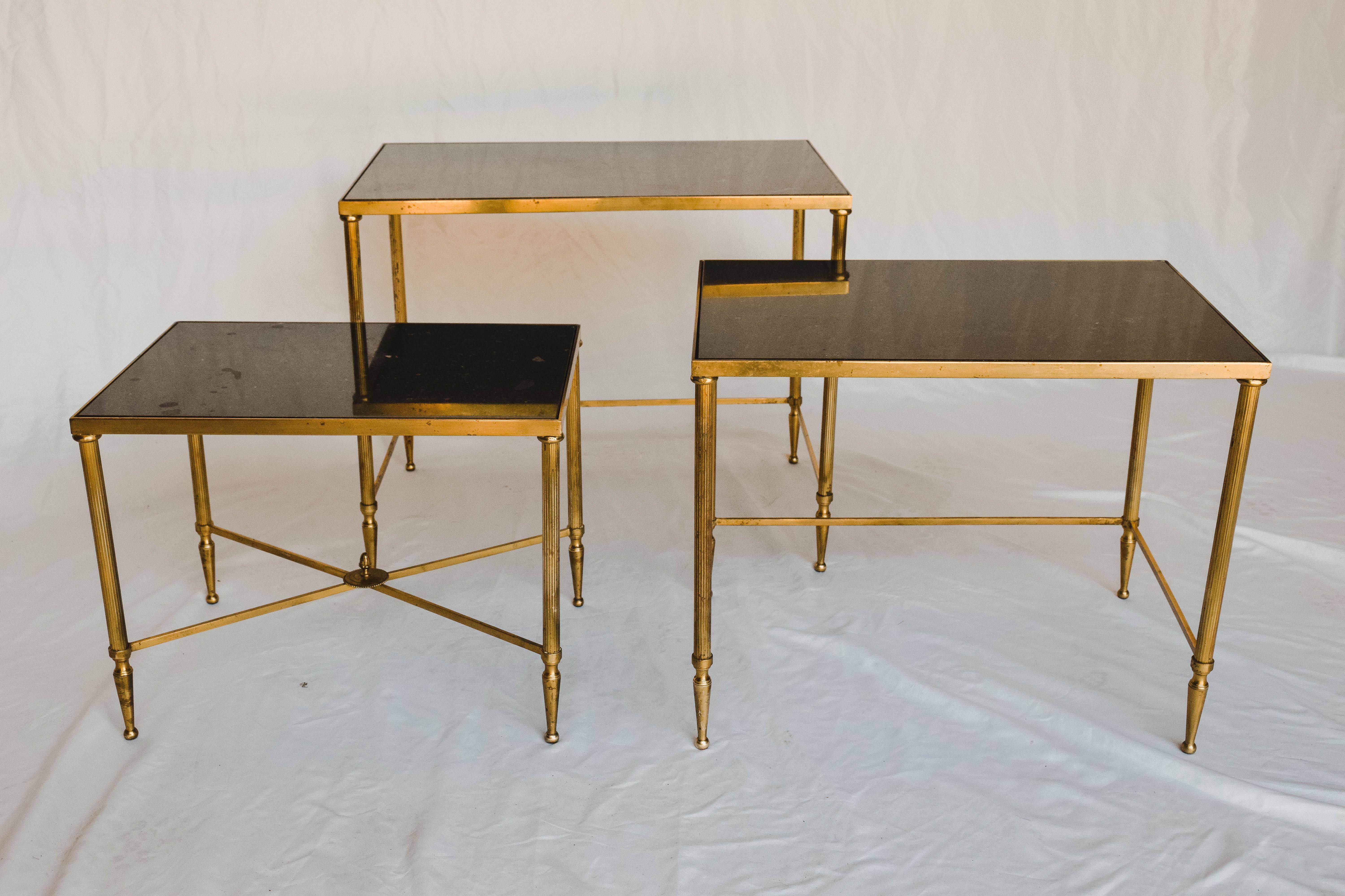 Midcentury Brass and Marble Nesting Tables 2