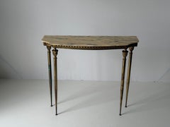 Mid-Century Brass and Marble Top Floating Floor Console Table, 1950s, Italy