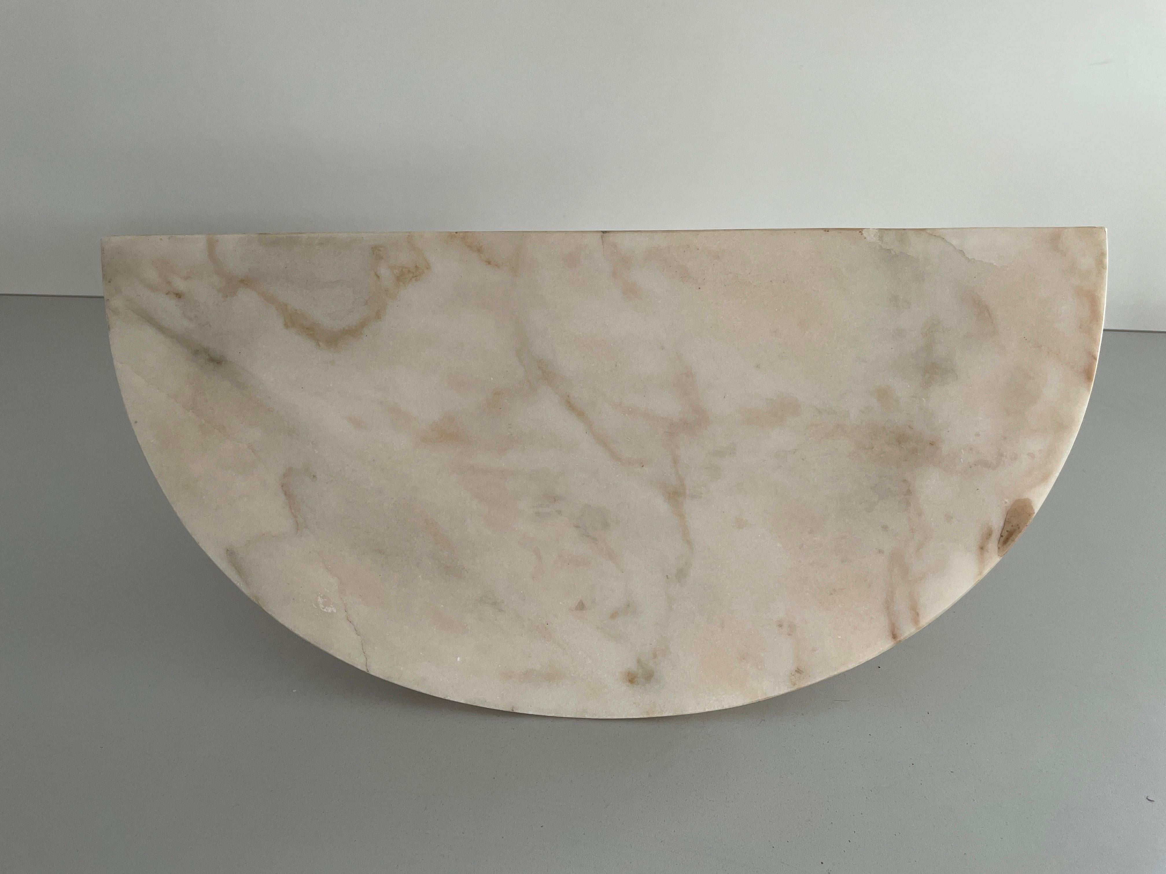 Mid-Century Brass and Marble Top Floating Wall Console Table, 1950s, Italy 3